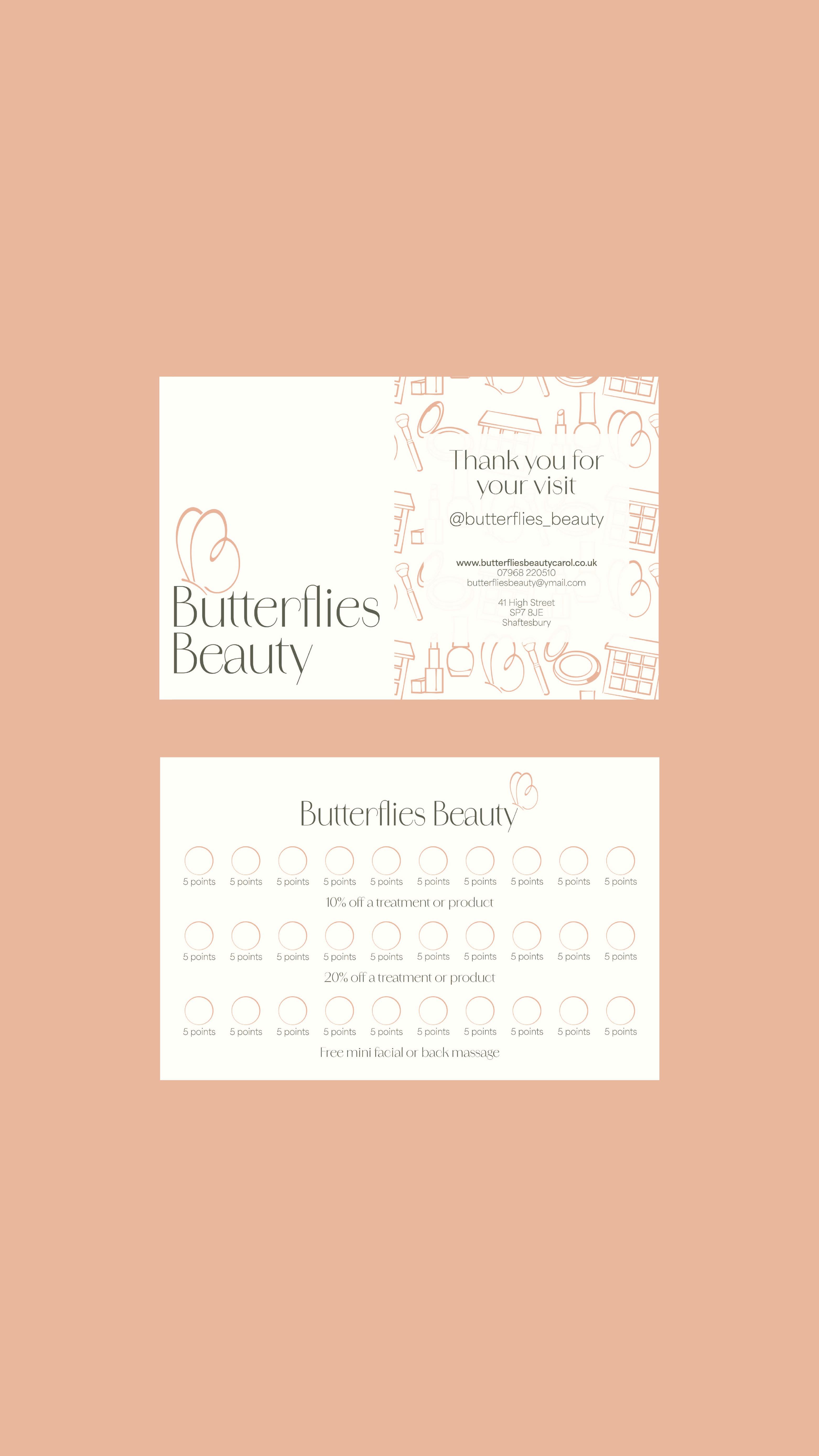 Join me to re-design the old @butterflies_beauty Loyalty Cards🦋
Shortly after updating the salon’s branding, it was time to bring the cards up to date with a refreshed design.
The concept was the same as the original loyalty card, so the re-design was all about how to make this cohesive with the new brand identity✨
What do you think?
#branding #businesscard #loyaltycarddesign #brandassets #brandpattern #butterfly #beauty #beautybranding #beautysalon #beautysalonbranding #businesscarddesign #beautybusiness #designassets #designforprint #brandidentity #personalbrand #brandidentitydesign