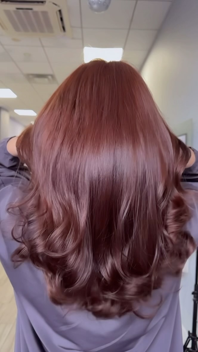 Beautiful reddish/brown hair color, perfect to give your hair a pop of warmth and vibrancy!
