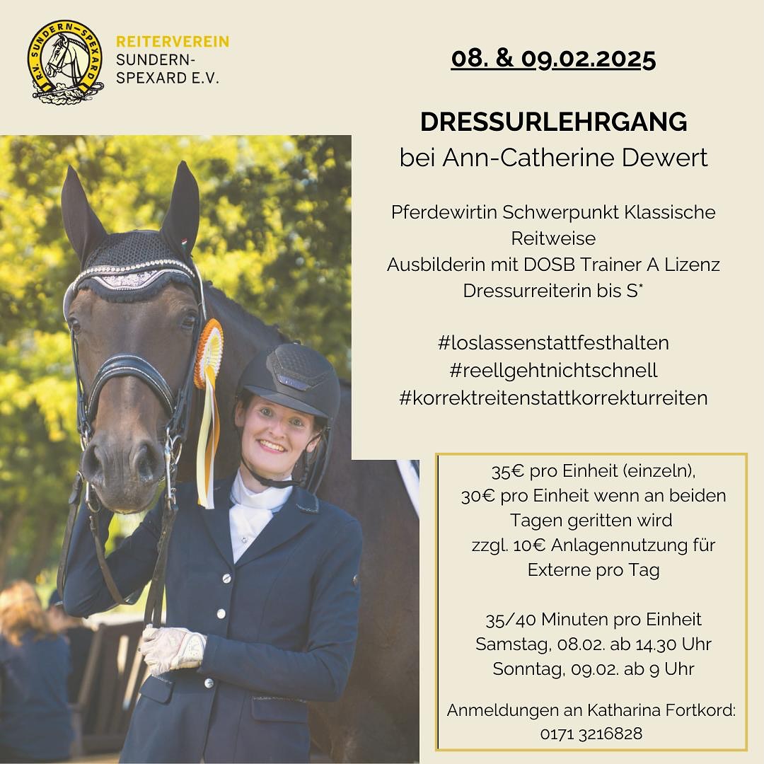 Anmeldungen für unseren Dressurlehrgang bei @an_ki.de sind ab jetzt möglich 🐴💛