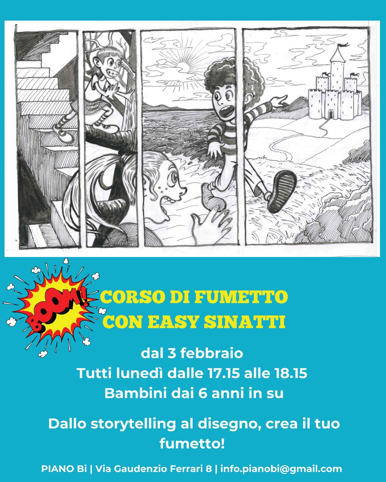 Siamo orgogliose di presentare finalmente il nostro corso di fumetto, in cui i bambini si immergeranno nel magico mondo dei fumetti guidati da Easy Sinatti!
Il corso prevede una fase di introduzione al fumetto per poi lanciarsi nella ideazione e creazione della struttura, del disegno e della storia. A fine corso ciascun bambino avrà realizzato il suo proprio fumetto, di cui avrà realizzato tutto dalla trama ai disegni.
IN PARTENZA IL 3 FEBBRAIO ✨
Stay tuned per gli altri corsi in partenza!
#artlab #art #workshop #kids #kidsworkshop #artworkshop #comics #fumetti #pianobi