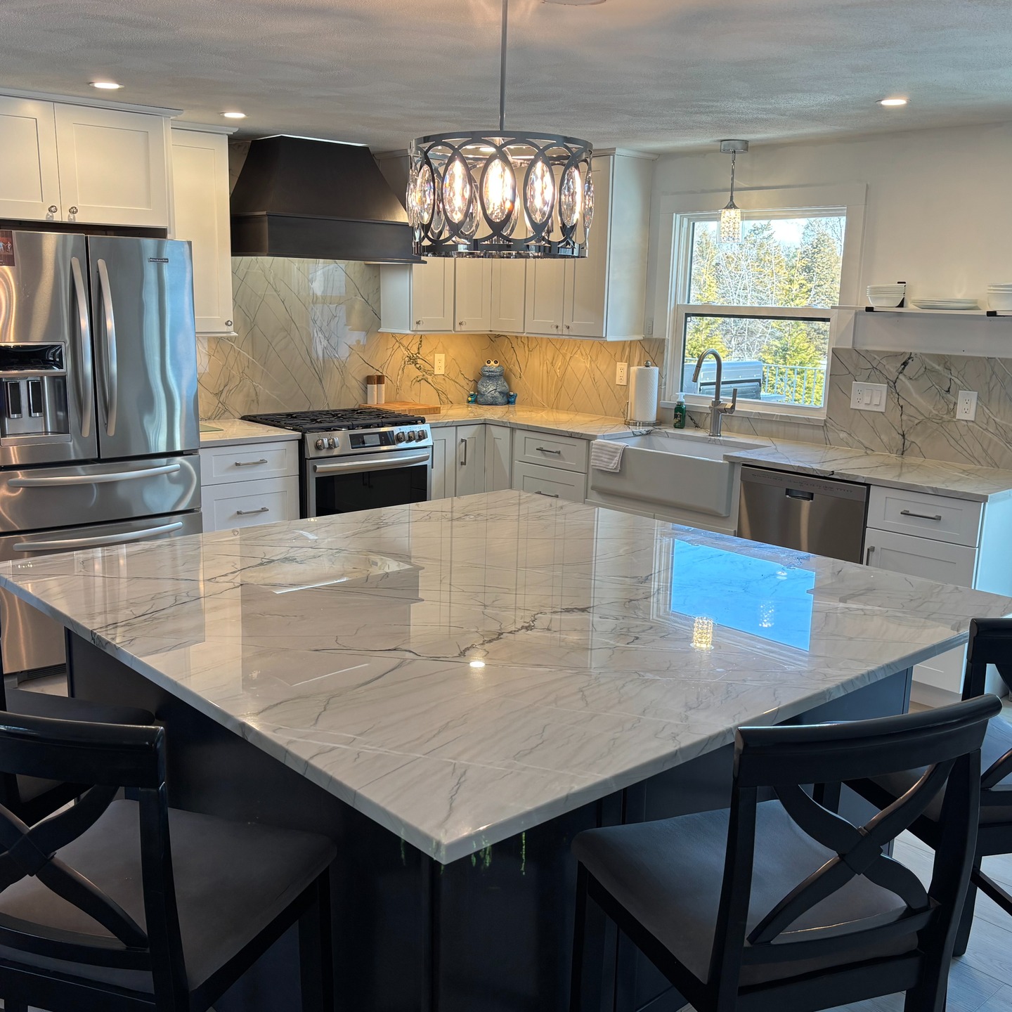 Introducing a Full Kitchen Remodel ✨ Countertops & Cabinets purchased through our company.
Fantasy Lux Quartzite countertops with full height backsplash meets Stowe White perimeter cabinets and Fabuwood Cobblestone island cabinets = perfect combination to a modern kitchen.
With our variety of countertop materials (granite, marble, quartzite, quartz, etc) and two cabinetry brands... We can help you transform your fantasy kitchen to reality. Contact or visit us to get started! 🤩
940 Wellington Ave, Cranston, RI 02910
Mon-Fri: 9-5pm / Sat: 9-3pm / Sun: Closed
401-780-9639
www.stonedepotofri.com
#quartzite #fantasylux #fantasyluxquartzite #quartzitecountertops #naturalstonecountertops #naturalstone #stonecountertops #customcountertops #whitekitchen #whiteandgrey #whiteandgreykitchen #modernkitchen #modernkitchendesign #kitchenremodel #kitchenideas #kitchencabinets #whitecabinets #kitchenisland #farmsink #whitefarmsink #802cabinetry #fabuwoodcabinetry #fullheightbacksplash #quartzitebacksplash #stonefabricators #ri #ma #ct