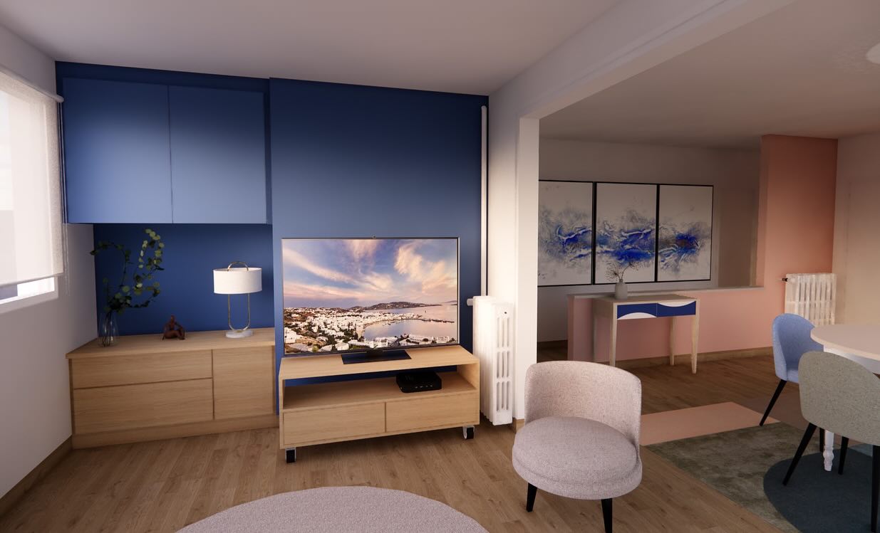 Projet en cours #salon #sejour #decoration #architectureinterieure #renovation #couleur #meublessurmesure