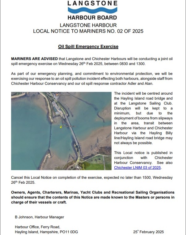 On Wednesday we will be conducting an oil spill exercise in partnership with @chichesterharbourconservancy will take place in the vicinity of the Langstone Bridge, between Chichester and Langstone Harbours.
If you’re in the area you may see several boats, booms and people working, but don't fret! This is an important part of ensuring both harbour authorities are ready to deal with oil spills should they occur😀🛥