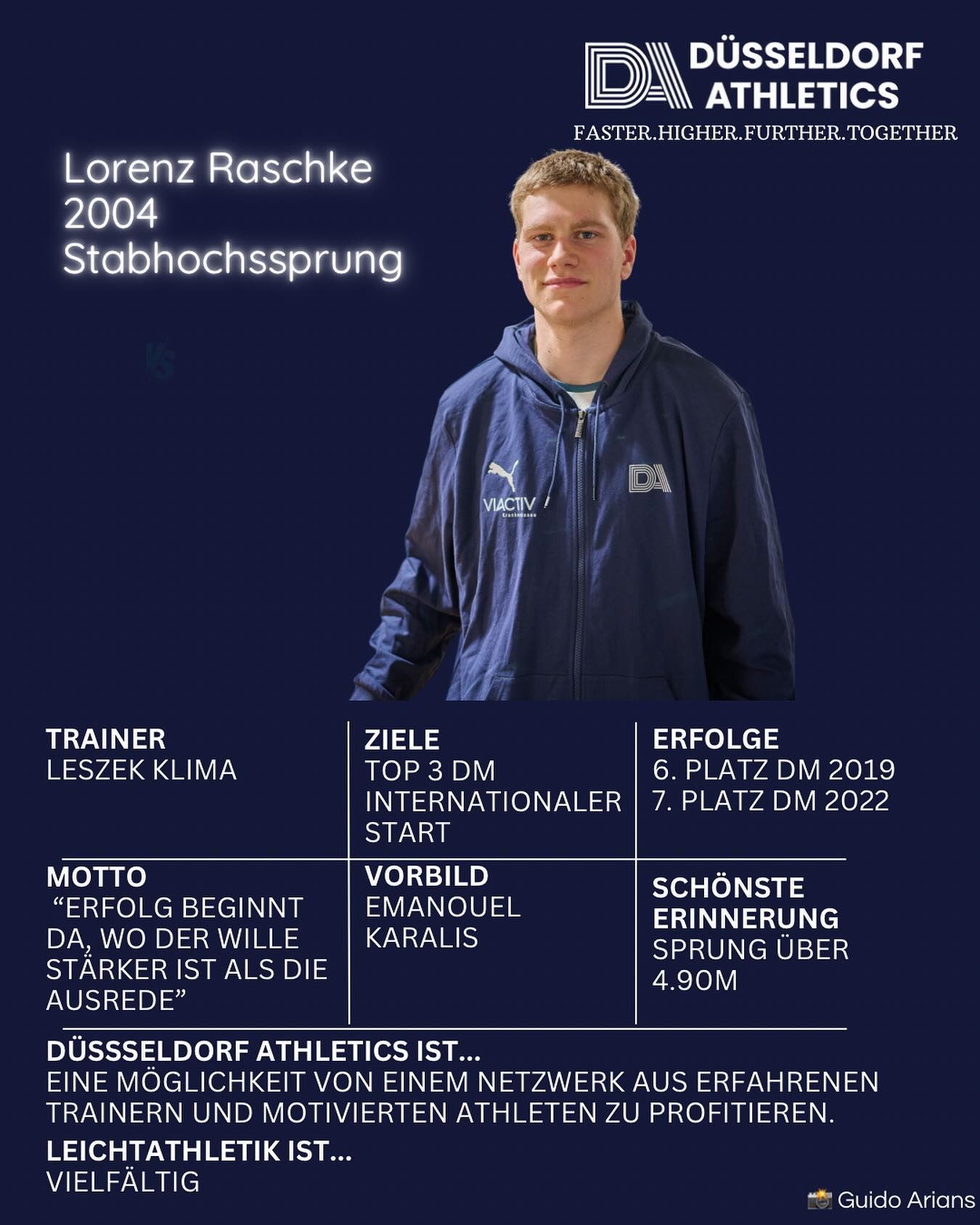 Unser Team - wir stellen uns vor 🔥
Lorenz Raschke: „Düsseldorf Athletics ist eine Möglichkeit von einem Netzwerk aus erfahrenen Trainern und motivierten Athleten zu profitieren!“
#fasterhigherfurthertogether #team #stab #teamspirit
