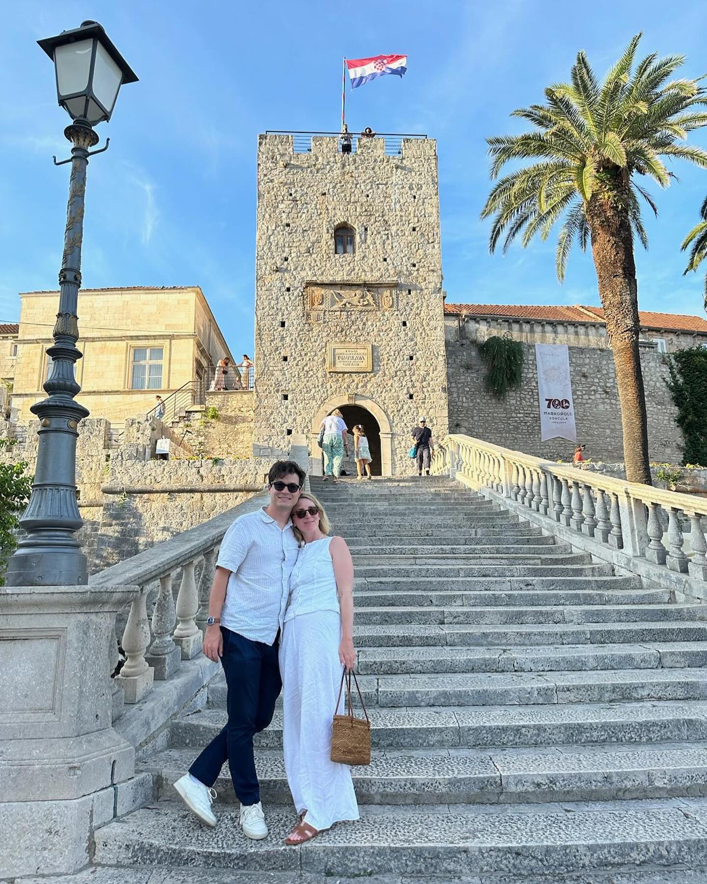 Newlyweds at the entrance to Korcula old town 🥰