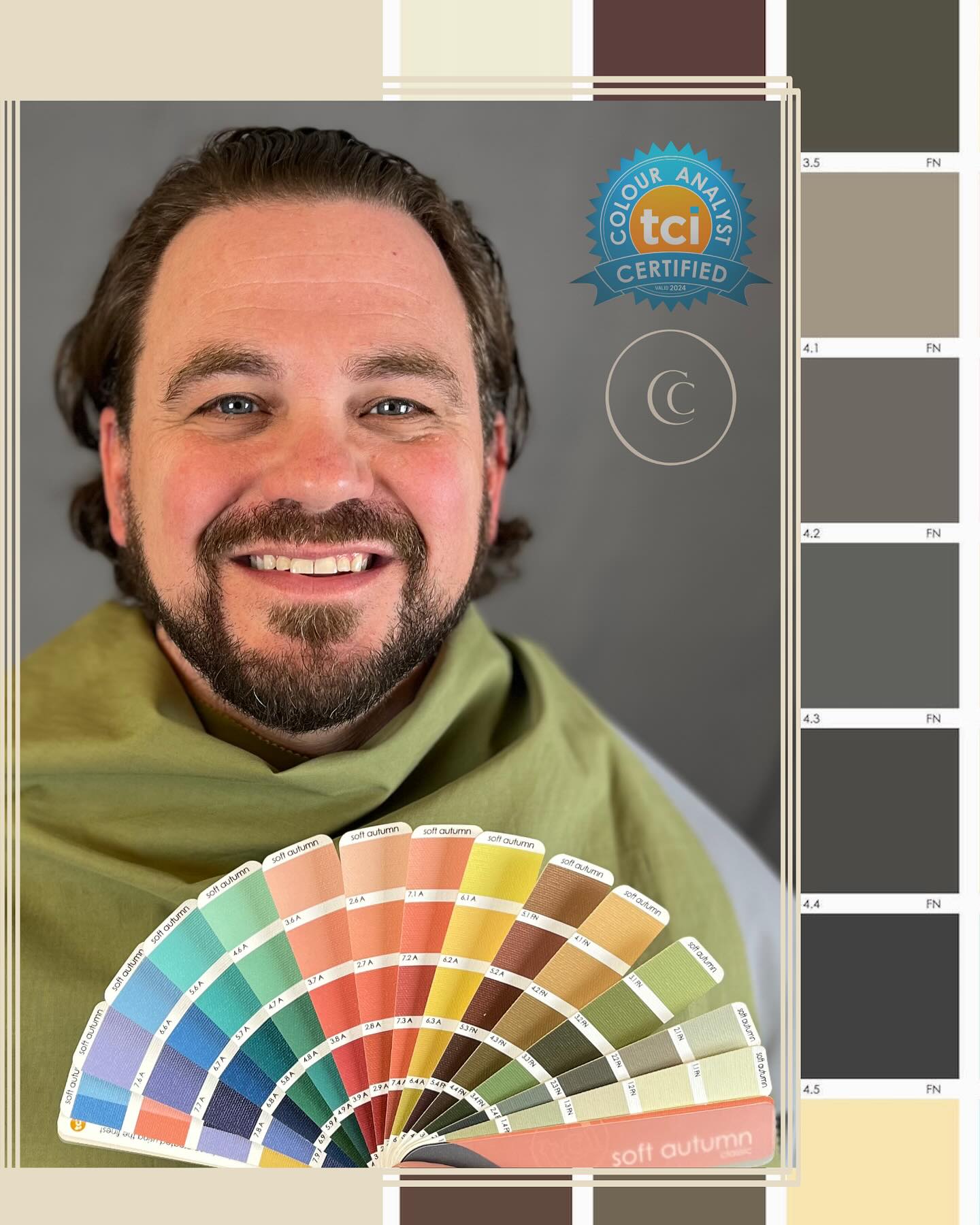 Had a great appointment with @jonathangulley in December! Gentlemen, don’t neglect the power of the impressions you make!
In his own words:
“ The education and experience of working with Cindy at Color Composure was extraordinary. She’s and artist with an ability to convey helpful (scientific) information in a simple manner. I believe more men should take these kinds of services more seriously, especially men with growing influence.
If the mantra, “People don’t remember as much what you say or what you do, but how you made them feel,” is true, then how we show up to work or how we set a first precedent with the people around us - from our attitude to our appearance can either be dull, delightful or a distraction. None of us wants the attention that comes from being underwhelming, white noise, or “too much”.
Cindy’s approach and the insights into how to match colors to support my work, my fashion sense, my office (or surroundings), etc was enlightening. As a creative, who regularly creates/makes and who also speaks or facilitates executives, leaders, and entrepreneurs, using color composures services will help me make 1 degree changes to ensure how I show up (my attire) is memorable for the right reasons. Removing distractions and causing my work and my results to be high quality. Thanks, Cindy!
Using my color swatch made selections for work, hobbies, videos easier.”
It’s truly fulfilling when the benefits are clearly recognized after time with a client. So good to have time with you, Jonathan!