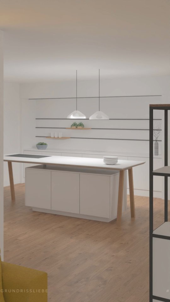 Grundriss-Optimierung Doppelhaushälfte -
was haben wir hier alles verändert:
1.) Eingang verlegt - so entsteht ein größerer Garderobenbereich mit ausreichend Platz für sämtliche Jacken und Schuhe
2.) Zusätzliche Garderobennische eingeplant
3.) Türe Gäste-WC nach hinten verlegt - der Eingangsbereich wirkt ruhiger und aufgeräumter, die Türe kann nach innen aufschlagen
4.) Durch den etwas vergrößerten Eingangsbereich entsteht auch eine größere Stellfläche für die Küche, das Wohnzimmer liegt nun optisch mehr im Hintergrund und bietet einen größeren Rückzugsbereich.
Innen ist somit eine neue Struktur entstanden, ohne dass die grundsätzlichen Maße geändert werden mussten.
Ich freue mich auf euer Feedback, wie findet ihr die neue Aufteilung?
#grundrissliebe #Doppelhaus #Grundriss #Optimierung #Planung #Kochinsel #Eingang #Garderobe #Aussicht #Hanglage #Haus #Planung #Baublog #Rendering