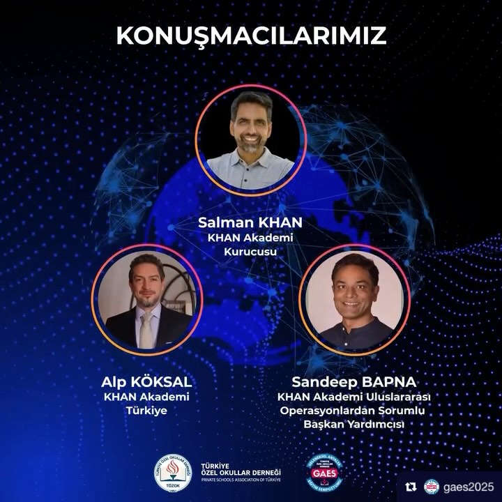 Bu yıl Khan Academy olarak @tozok1951 Antalya Eğitim Sempozyumu’nda “Yapay Zeka Çağında Eğitime Küresel bir Perspektif” konu başlığı ile sahnede olacağız. Dijital dönüşümü, dönüşen okulları, değişen öğrenme ortamını, geleceğin eğitimini ve yapay zeka çağında eğitimin geleceğini küresel bir bakış açısı ve dünyadan örneklerle, Sal ve Sandeep ile birlikte değerlendireceğiz. Tüm eğitimcileri, konu ile ilgilenen ve kafa yoran herkesi bekleriz.
Repost: @gaes2025
📢 XXIII. Antalya Eğitim Sempozyumu
🎙️ 30 Ocak - 1 Şubat 2025 tarihlerinde Antalya Kaya Palazzo Otel’de gerçekleşecek sempozyumda, Khan Academy’den değerli konuşmacılar bizlerle olacak:
Alp Köksal – Khan Academy Türkiye Direktörü
Sandeep Bapna – Khan Academy Uluslararası Operasyonlardan Sorumlu Başkan Yardımcısı
Salman Khan – Khan Academy Kurucusu ve CEO’su
📅 Tarih: 30 Ocak - 1 Şubat 2025
📍 Yer: Antalya Kaya Palazzo Otel
💡 Eğitim dünyasına yön veren bu prestijli etkinlikte yer almak için hemen kaydolun!
👉 Başvuru için: https://antalya.tozok.org.tr
📢 XXIII. Annual Antalya Education Symposium
🎙️ We are delighted to announce that distinguished speakers from Khan Academy will join us at the XXIII. Annual Antalya Education Symposium, held from January 30 to February 1, 2025, at Antalya Kaya Palazzo Hotel:
Alp Köksal – Khan Academy TR Director
Sandeep Bapna – Vice President of International, Khan Academy
Salman Khan – Founder and CEO of Khan Academy
#khanacademy #khanacademytürkçe #khanacademyturkce #salmankhan #salkhan #sandeepbapna #alpköksal #alpkoksal #antalyaeğitimsempozyumu #antalyasymposium #eğitimetkinliği #educationevent #eğitimliderleri #educationleaders #antalya2025 #tözok #türkiyeözelokullarderneği #eğitim #egitim #eğitimdeyapayzeka #ai #yapayzeka #khanmigo #eğitimbilimleri #onlineeğitim #eğitimteknolojileri #edtech #gelecek #sosyalgirişimcilik #herşeyiöğrenebilirsin