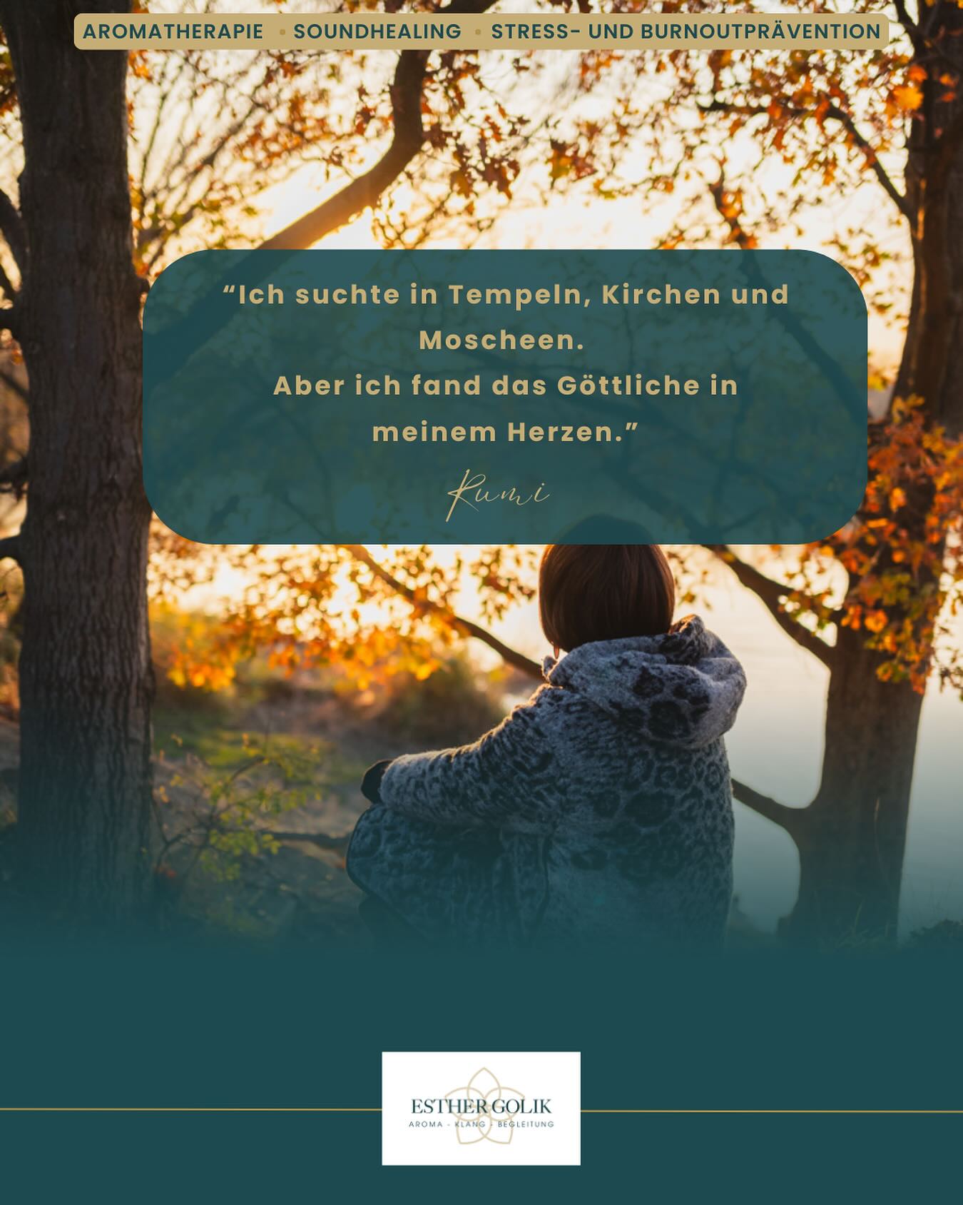„Ich suchte in Tempeln, Kirchen und Moscheen. Aber ich fand das Göttliche in meinem Herzen.“ - Rumi ✨💖
Dieses wunderschöne Zitat von Rumi erinnert mich daran, dass die wahre Quelle des Göttlichen nicht immer an einem bestimmten Ort (im Außen) zu finden ist, sondern tief in uns selbst liegt (im Inneren). 🌌
In einer Welt, die oft nach äußeren Bestätigungen und spirituellen Orten sucht, lädt uns Rumi ein, nach innen zu schauen.
Unser Herz ist der heiligste Raum, in dem wir Liebe, Frieden und Erleuchtung finden können. 💫
🌿 Lass uns heute innehalten und die Stille in unserem Inneren spüren.
* Nimm dir einen Moment Zeit für dich selbst.
* Meditiere oder reflektiere über das, was dir wirklich wichtig ist.
* Erlaube dir, die göttliche Präsenz in deinem eigenen Herzen zu entdecken.
Teile deine Gedanken darüber, wie du das Göttliche in deinem Leben erfährst! 💬❤️
#Rumi #GöttlichesHerz #InnereReise #Spiritualität #Selbstentdeckung #Herzensweisheit #Meditation