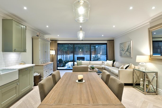 With some clever planning and arranging the space, you can maximise its potential.
This beautiful little townhouse in Weybridge had two occupants who were very fond of hosting. We maximised the seating area by incorporating a corner sofa.
Although this sat in front of the bi-fold doors, it really helped to make the space feel bigger in both winter & summer. During the summer months, having the doors open and being on the sofa which is so close to the outside was a lovely treat. The sofa in this position helped to zone the areas in the summer months, whilst still doubling their entertaining space.
Something to note is to have a lighter fabric on any furniture near the window as this can fade in the sun over time ☀️
#weybridge #townhouse #interiordesign #interiordesigner #surreyinteriors #openplanliving #design #cornersofa #kitchendesign #woodenflooring #spaceplanning