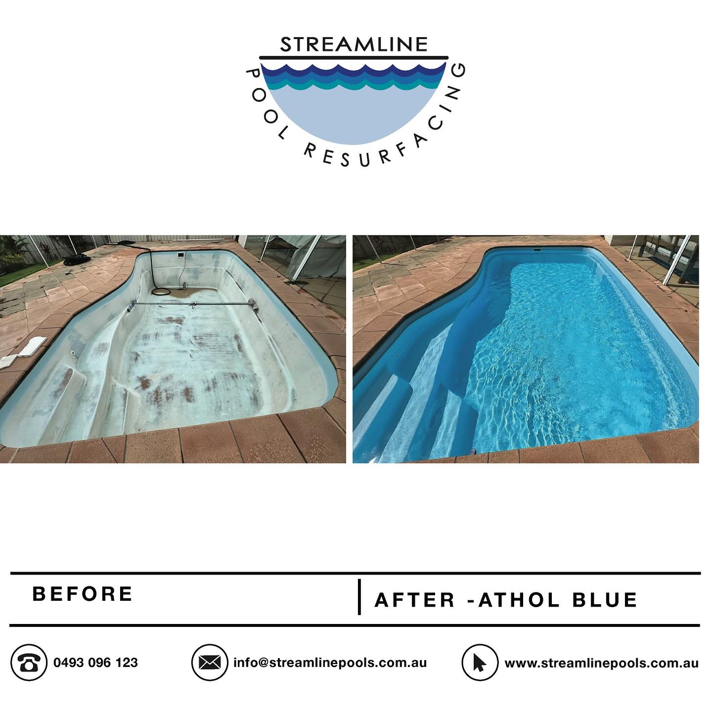 Before and after of a full fiberglass resurfacing and osmosis repair, finished off in Athol blue colour choice .
Located in Buderim, Sunshine Coast
.
.
.
#streamlinepoolresurfacing
#resurface
#osmosis #repair#swimmingpool