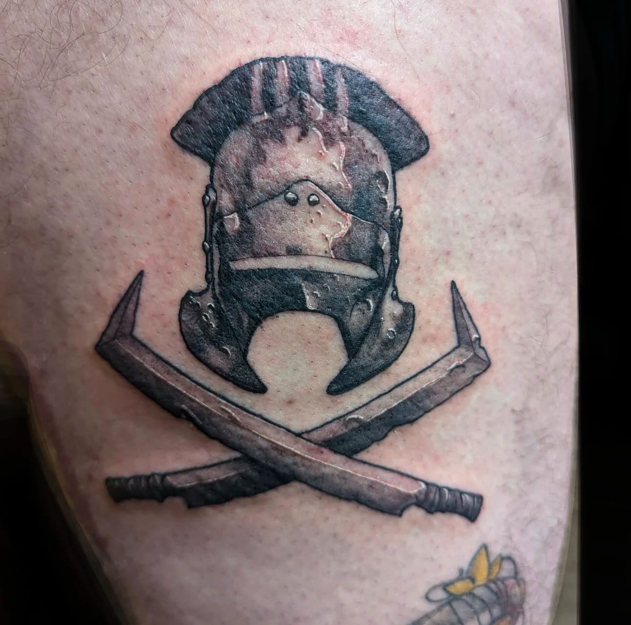 Lord of the Rings Uruk-hai helmet dome by @jakenbake_tattoos