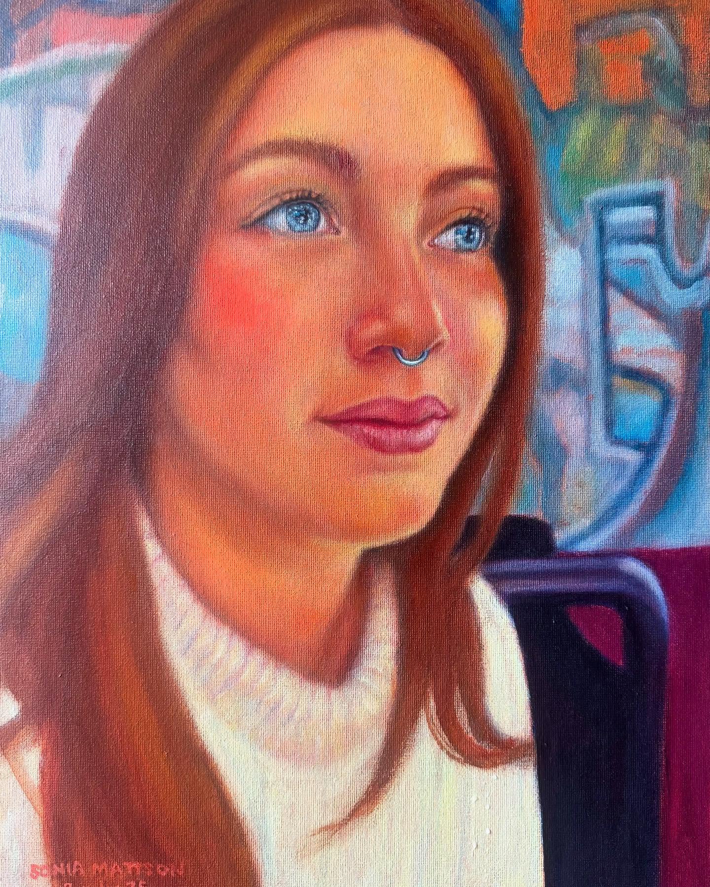 ‘Milla’ 35.5 cm x 46 cm. Water miscible oil on canvas. Just finished - a portrait of my beautiful niece. #portrait #portraiture #portraitpainting #portraits #portraitcommission