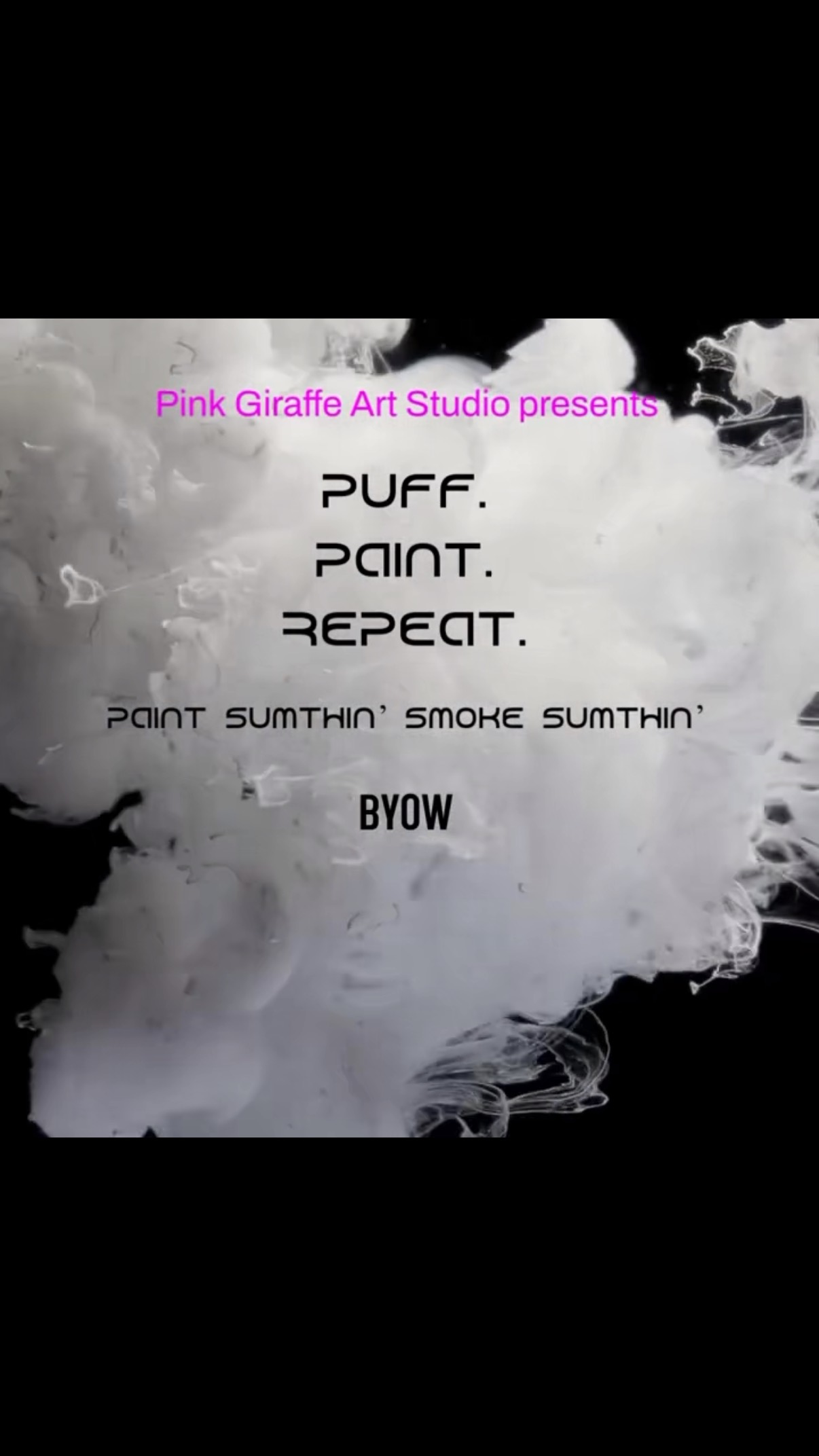 Paint suthin’ Smoke sumthin’ Pink Giraffe Art Studio Saturday’s from 7- 9:30p. Make us your first stop before you pop out. This session is sure to get your creative juices flowing! Get tix on Eventbrite and to see upcoming sessions, link in bio!#pinkgiraffeartstudio #southshorechicago #painting #puffandpaintchicago #puffandpaint