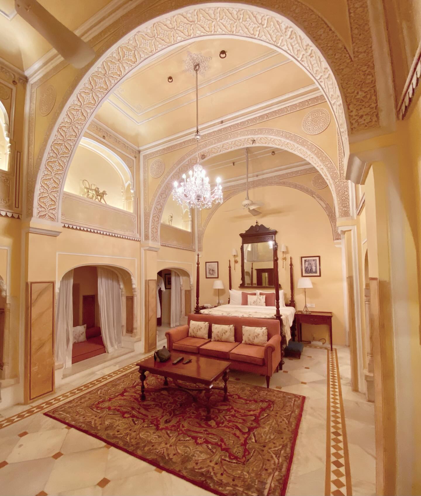 My room is fit for a queen #incredibleindia #jaipur #royal #beautiful #india #happy #travel #womenstravel #grateful