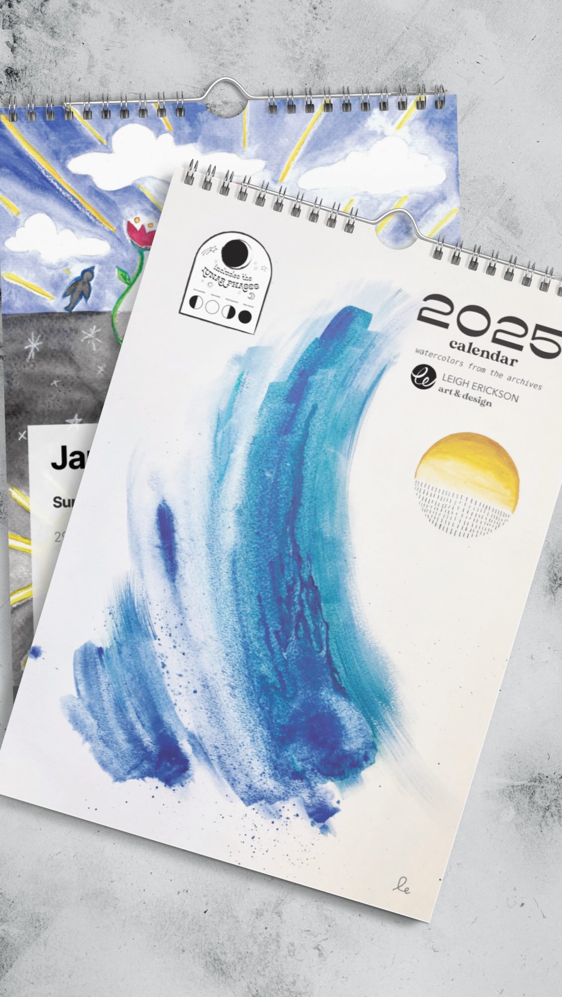 With the full moon 🌕 in Cancer today, damn it’s been a heavy one. I’d be lying if I said I wasn’t on and off crying all day just deeply feeling the devastation and loss for all of those who have lost everything in LA. AND Asheville, Maui, Santa Rosa a few years back, countless others…
Self promotion seems weird in such extreme times right now. But it’s about time I shared that my 2025 Calendar is here. I almost didn’t make a calendar this year because I didn’t feel like I made enough new work to use. But after multiple people asking me about it, I decided to use some of my favorite watercolors from over the years. One version includes the lunar phases with it, one does not. They’re side by side on my website so make sure to get the one you want!
Because I cannot stop thinking about all of these people, feeling SO useless and not being to do more- I will be donating 20% of the proceeds of all calendar sales to LA fire relief. The only problem is- I don’t know which one to donate to!! Can people who are really in the know please comment to let me know the best place to donate? Thank you in advance. Sending all the rainy healing loving energy their way 🌧️🌧️🌧️