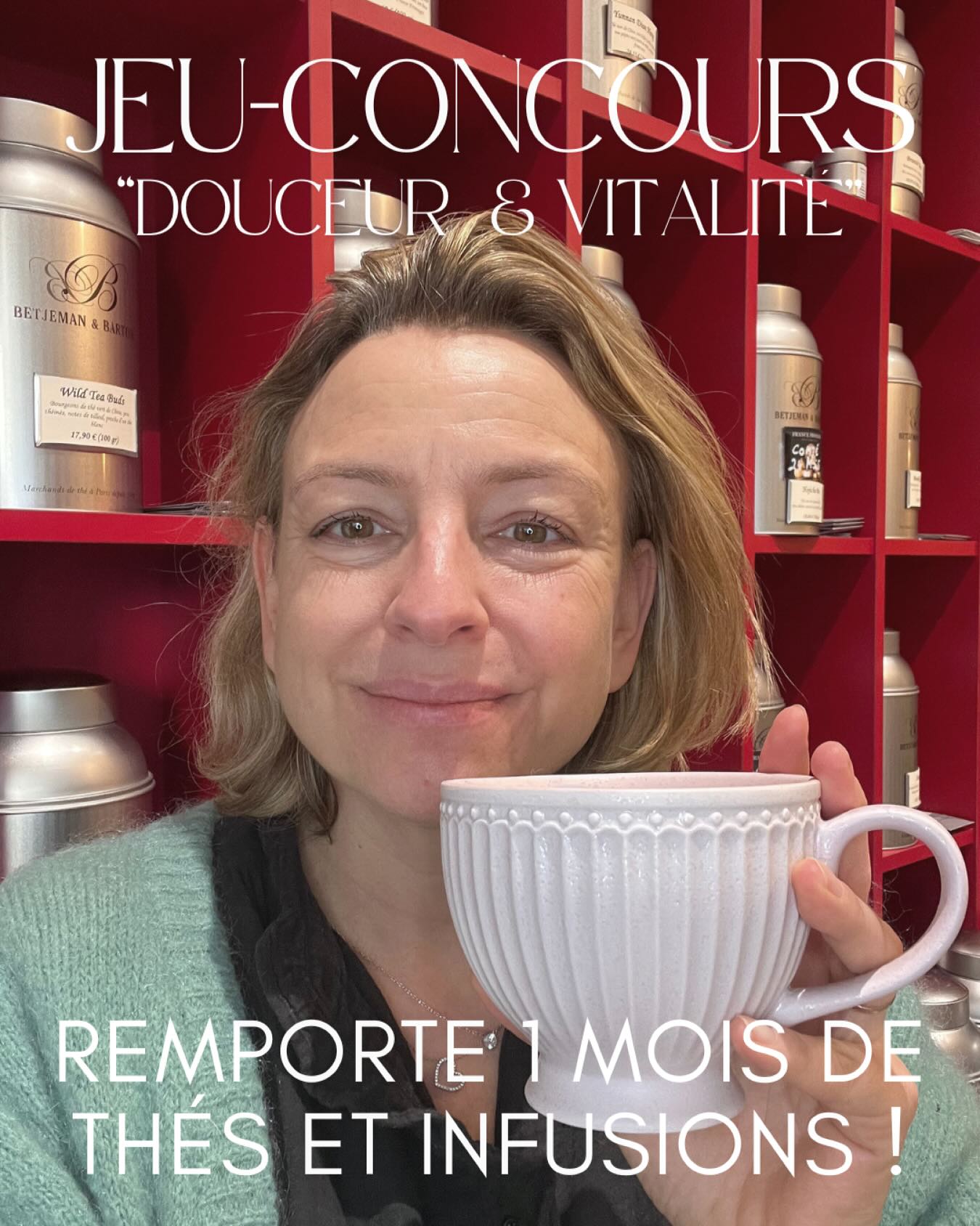 🤍🍃JEU CONCOURS DOUCEUR ET VITALITE 🍃🤍
L’hiver ne fait que commencer… alors pour contribuer à réchauffer et soigner votre petit bidon avec des boissons saines, savoureuses et bienfaisantes, nous vous proposons de remporter 1 MOIS DE THÉS ET INFUSIONS à sélectionner parmi notre gamme bien-être.
Ce lot représente l’équivalent de 2 tasses de thé et d infusion / jour pendant 30 jours soit :
🫖 300 gr de thé🫖
&
🍃 300 gr de tisane 🍃
Pour participer à ce jeu concours, rien de plus simple :
🍃 Liker le post
🍃Suivre la page betjemanandbarton.tours
🍃Tagger 2 personnes en commentaire
🍃 Partager le jeu en story
Le tirage au sort sera effectué lundi 20 janvier au matin.
Les lots sont à retirer à la boutique Betjeman and Barton de Tours située 27 rue Marceau.
Bonne chance à toutes et tous et surtout faites vous du bien en ce début d’année !
Offrez une expérience à vivre !
Avec notre bon cadeau « à vivre » , offrez à vos proches une expérience inédite pour leurs papilles ! Un atelier privatisé animé par mes soins… Les ateliers se déroulent en groupe ou à deux, chez vous ou à la boutique de Tours, et les thématiques peuvent être adaptées à votre souhait.
Les thématiques les plus demandées sont :
- Blind Tea Test
- Toutes les couleurs de thé
- Accords thés et fromages (mon chouchou)
- Accords mets et thé…
Durée moyenne : 2 heures de dégustation, à compter de 35 euros par personne en fonction de la thématique et du lieu choisis.
Pour réserver votre atelier :
Un mail à dtiercelin@betjemanandbartontours.com
Un coup de fil : 06 21 85 92 31
#tours #toursmaville #tourscity #toursvaldeloire #regioncentrevaldeloire #sortiratours #toursevenements #betjemanandbarton #toursetmoi #tisanebio #sansalcool #thenoir #thevert ##toursvaldeloiretourisme #myloirevalley #touraineloirevalley #healthy
