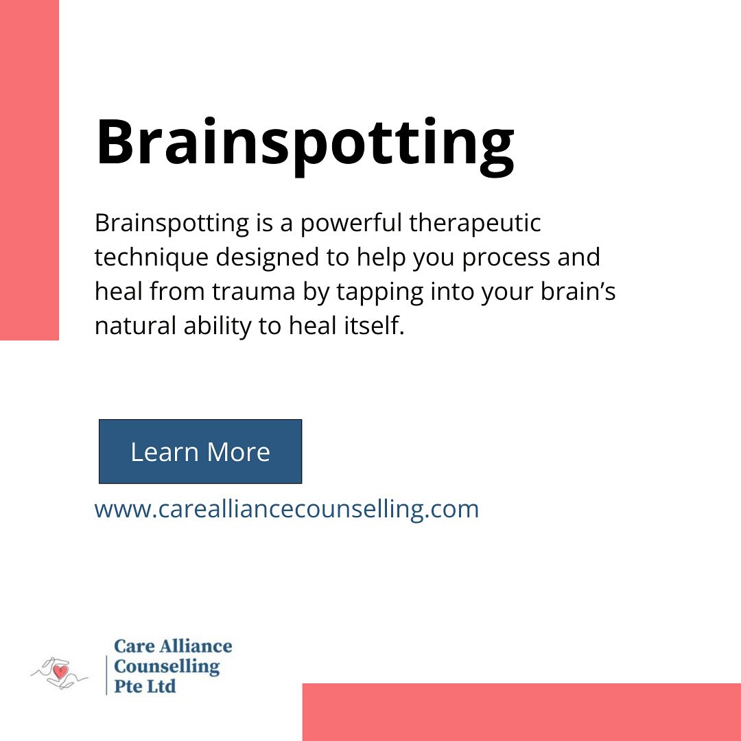 Brainspotting is a powerful therapeutic technique designed to help you process and heal from trauma by tapping into your brain’s natural ability to heal itself.
This approach focuses on locating specific eye positions that connect to deeply held emotional experiences, allowing your brain and body to release unprocessed trauma.
At Care Alliance Counselling, we use Brainspotting to help clients achieve deep and lasting healing.
#Brainspotting #TraumaHealing #MentalHealthSupport #Counselling #HealingJourney