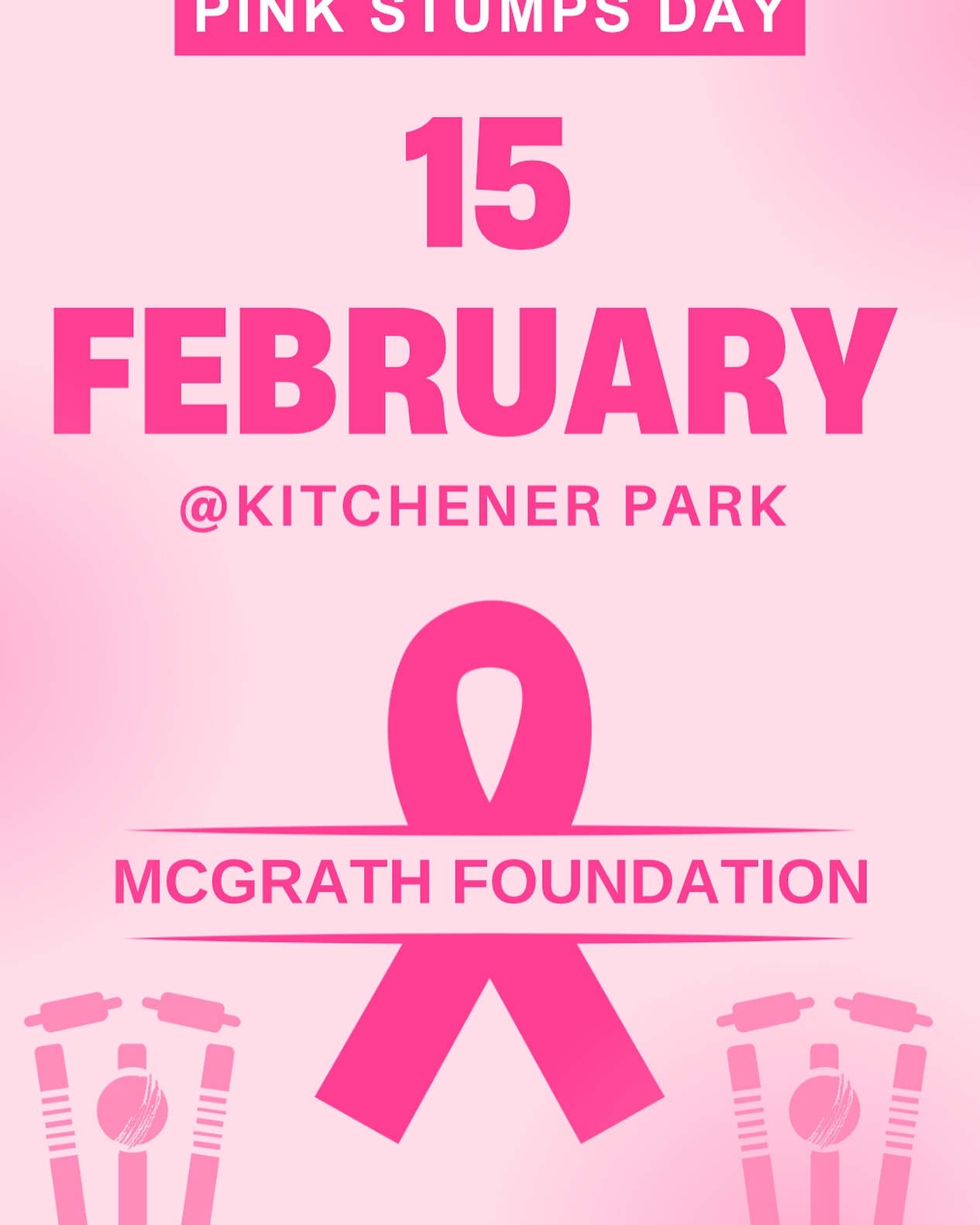 One month from today Peninsula Cricket club is hosting a fantastic community fundraising day for the McGrath foundation, did you know 1 in 2 people will receive care for cancer before the time they turn 85, make sure to get down to Kitchener park to support the fantastic event on the 15 of February, can’t get to Kitchener , contact to club to find out other ways to support. #mcgrathfoundation #peninsulacricket #community #pinkstumpsday