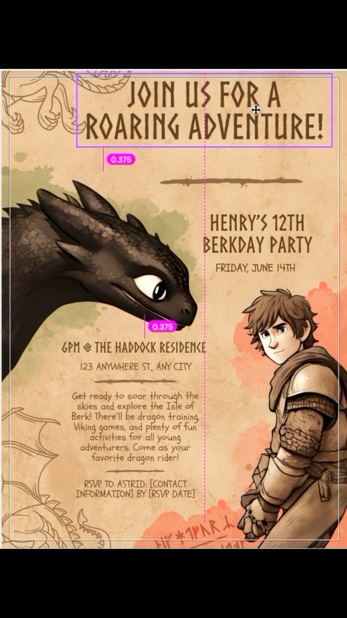 Let’s make a HTTYD Birthday Party invite for Henry! 🐉⚔️🔥💨
Template available in my Etsy Shop: @abrightdesignstudio or DM me for a link!
#howtotrainyourdragon #httydfanart #httyd2025
#httydfandom #httydart #howtotrainyourdragonfanart #howtotrainyourdragonparty #birthdaypartyinvites #birthdaytemplates #fantasybirthday #dragonsketch #dragonartwork #birthdayideas #etsydigitaldownloads #etsytemplates #etsy