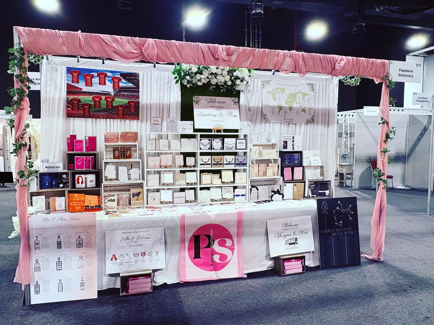 All set up for our 14th year exhibiting at @yourweddingexhibition. We can’t wait to see you all this weekend to help assist with your wedding planning #weddingplanning #weddingstationery #wedding