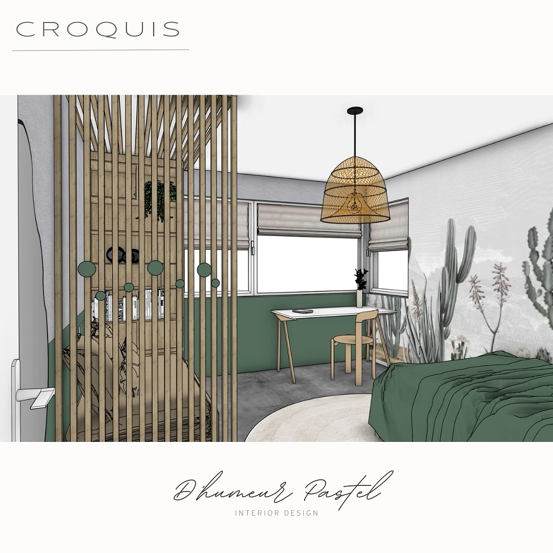 ✨ Un cocon sur-mesure ✨
Voici une chambre pensée pour une fille d’une dizaine d’années, où fonctionnalité et douceur s’harmonisent parfaitement. 🌵💚
Dans cet espace, chaque détail a été imaginé pour s’adapter à ses besoins :
🌵 Un coin nuit cosy pour des nuits pleines de rêves.
🌵 Une séparation élégante en bois pour structurer l’espace tout en laissant passer la lumière.
🌵 Un bureau minimaliste pour favoriser la créativité et la concentration.
🌵 Une ambiance pastel et naturelle, agrémentée de motifs végétaux, pour un univers apaisant et inspirant.
En tant qu’architecte d’intérieur, mon objectif est de concevoir des espaces uniques qui grandissent avec leurs occupants, en mêlant esthétique et praticité.
#ArchitectureIntérieure #DesignSurMesure #ChambreEnfant #AmbiancePastel #DécorationNaturelle #IntérieurUnique #HarmonieEtStyle #DhumeurPastel
