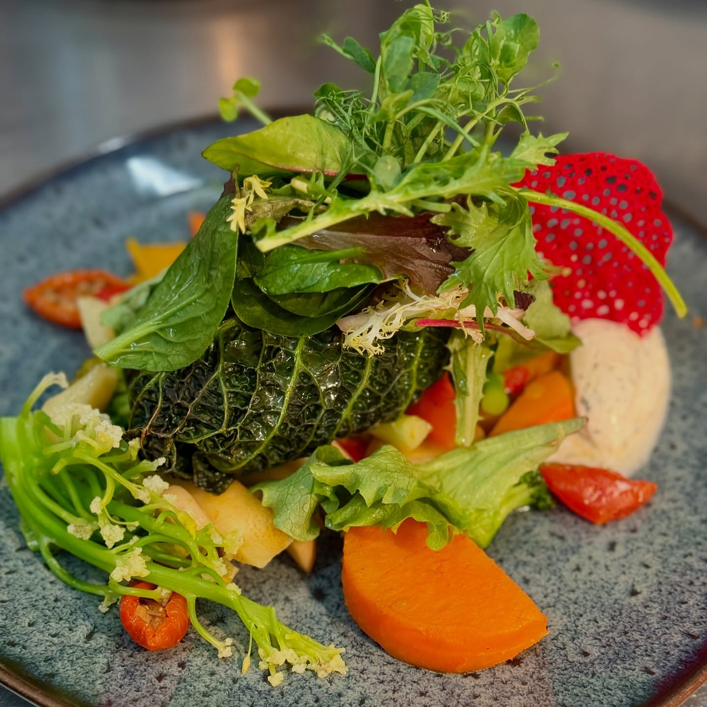 Gefüllter Wirsingkohl mit Cous Cous, Süßkartoffel, Joghurt, Kräutersalat und Gemüse Ragout. Nicht nur ein Fest für Augen und Gaumen, sondern auch vegan. - 22,90€
Entdeckt jetzt unsere neue Karte mit vielen, tollen Gerichten unseres Küchenteams.
#restaurant #pier6 #bremerhaven #menu #vegan