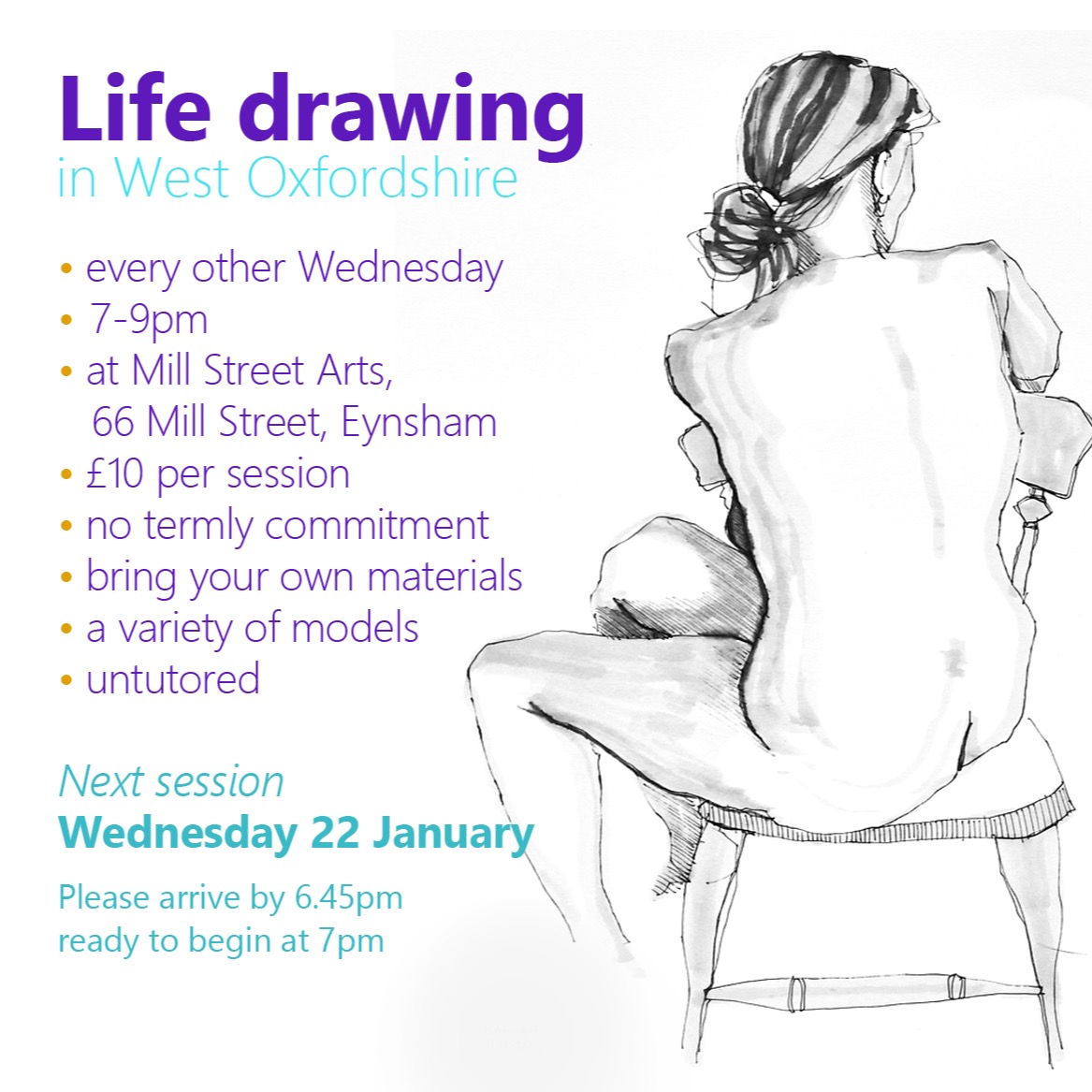 Calling all Oxfordshire artists..... No need to battle your way into the centre of Oxford any more for your life drawing sessions. At Mill St Arts in Eynsham we run a fortnightly life drawing class, to which you are cordially invited. No pre-booking necessary. Details below. We look forward to seeing you. #lifedrawing #drawingfromlife #figuredrawing #oxfordlifedrawing #eynshamlifedrawing #drawing #oxfordshireartweeks #artclass #artinoxfordshire #westoxfordshire #humanform #lifedrawingclass #oxfordshire #artonfacebook #artweeks