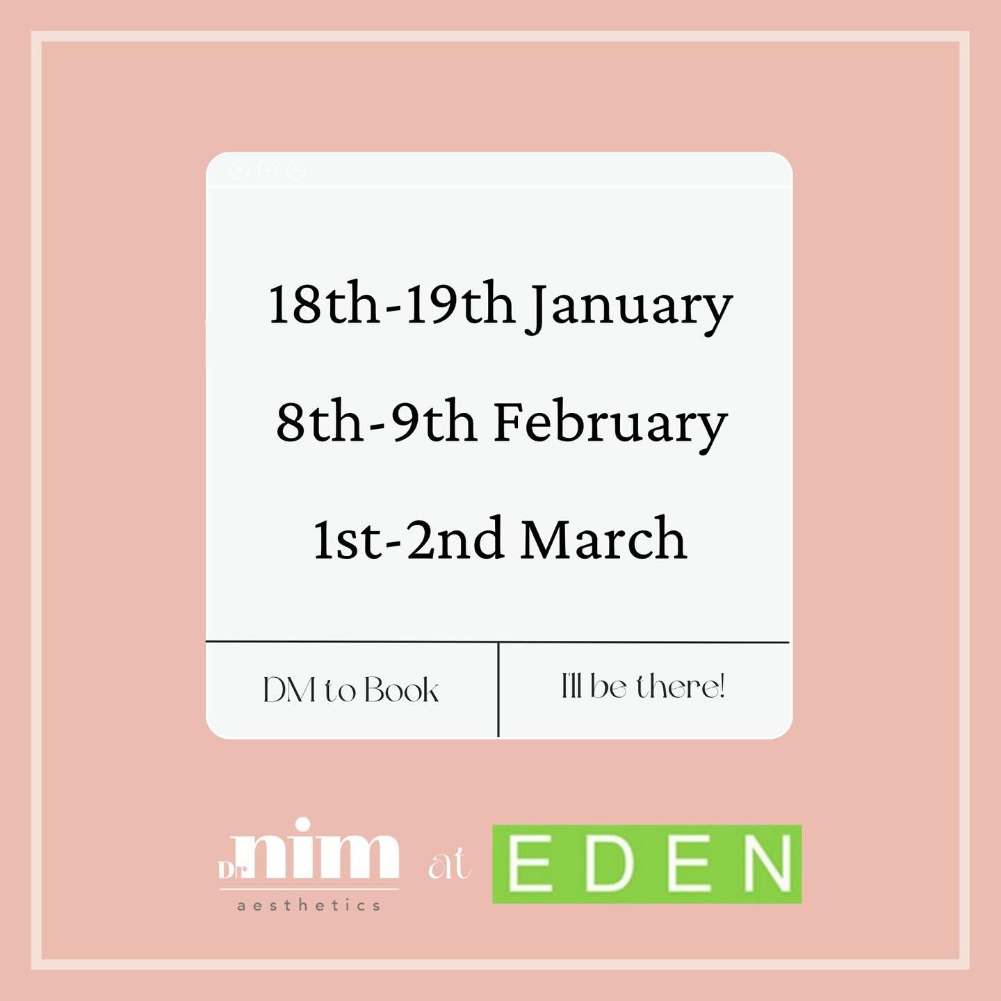 〰️ Upcoming Clinic Dates 〰️
@edenhairbishopsstortford:
➖ 18th & 19th January
➖ 8th & 9th February
➖ 1st & 2nd March
#aesthetics #beauty #beautytreatment #aestheticsprofessional #clinicdates