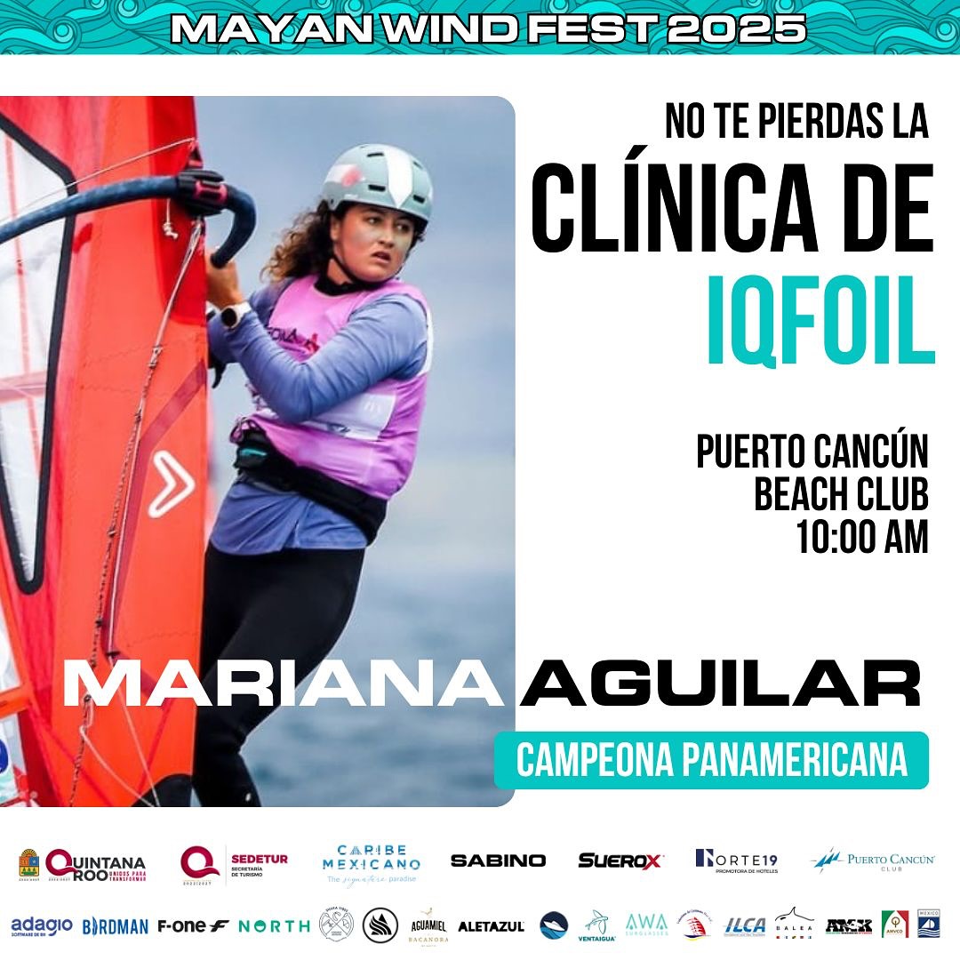 La campeona panamericana Mariana Aguilar estará impartiendo una exclusiva Clínica de iQFoil en el Mayan Wind Fest 2025. 🌊
📅 Jueves 16 de Enero
📍 Puerto Cancún Beach Club
🕙 10:00 AM
No pierdas la oportunidad de aprender de una de las mejores atletas del continente. 🌊 #Cancun #Puerto Cancún #wingofil #kite
