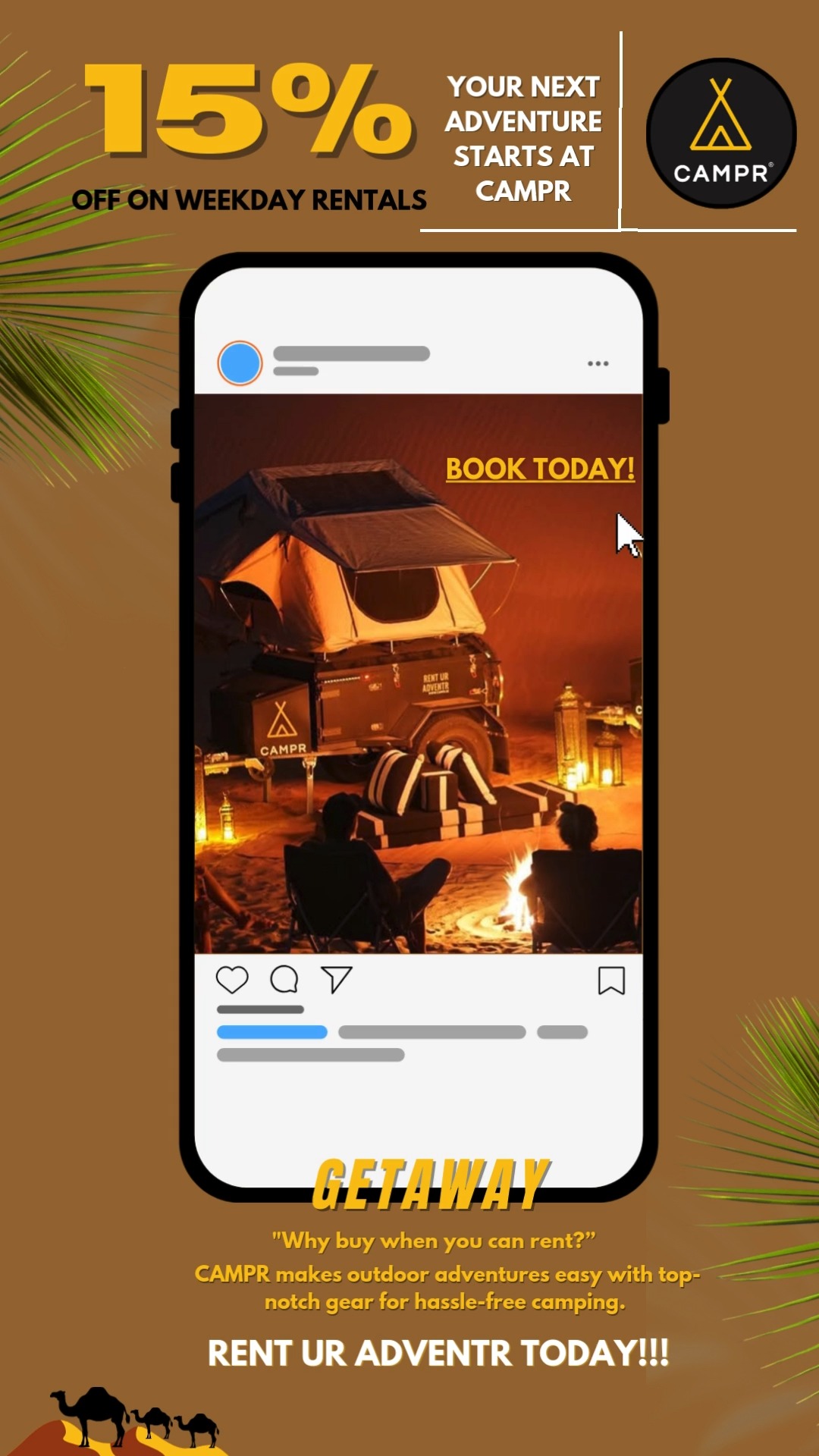 Experience hassle-free camping in UAE. We handle all the details just for you! Relax, unwind, in our stress-free CAMPR!
Click the link in bio to book!
#adventuretime #explore #nature #campingvibes