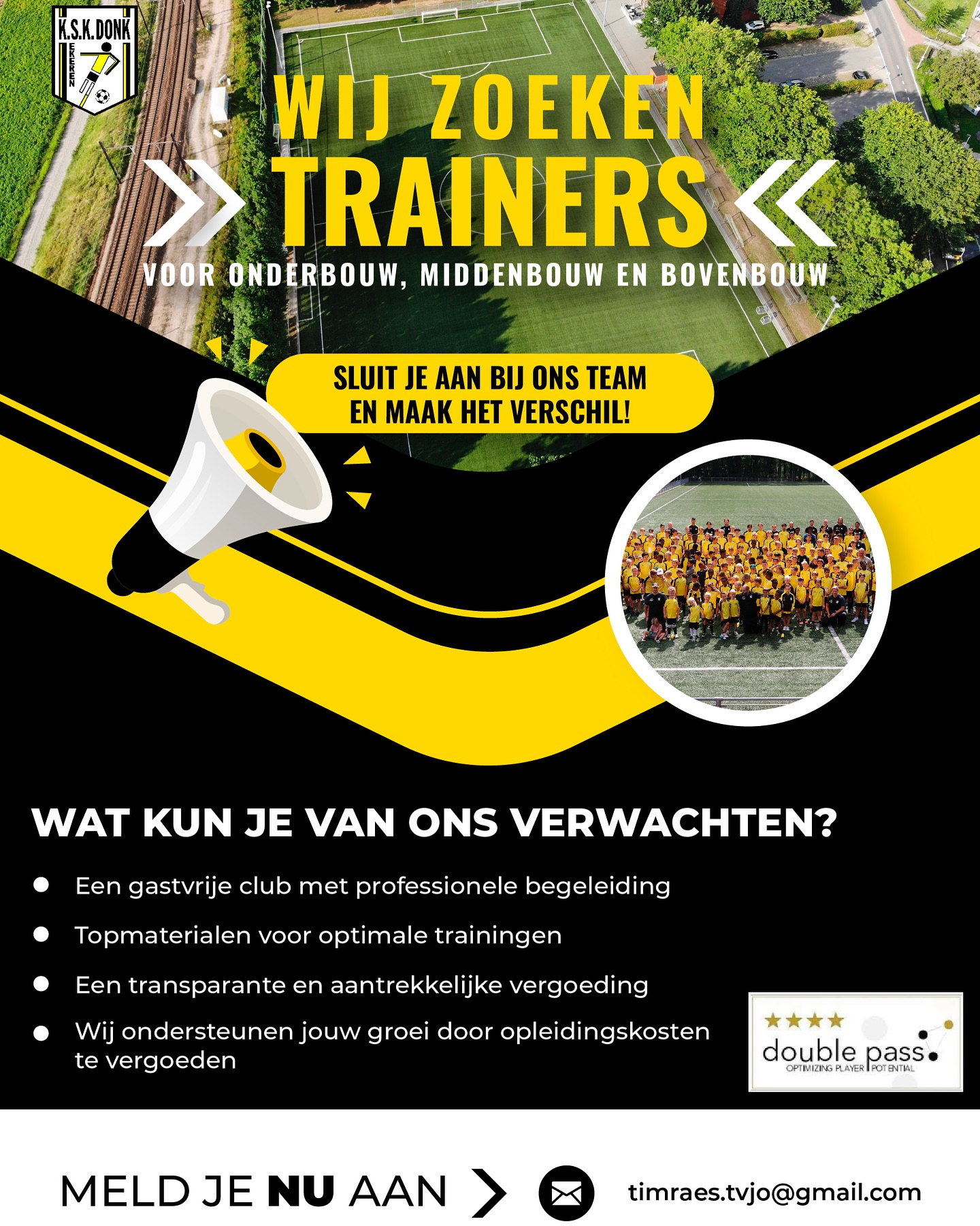 Ben jij gepassioneerd door het voetbal?
Heb je een intrinsieke motivatie om jeugdspelers beter te maken?
Ben je opzoek naar een warme club waarbij waarden en normen hoog in het vaandel gedragen worden?
Dan zoeken wij jou!
Contact: timraes.tvjo@gmail.com