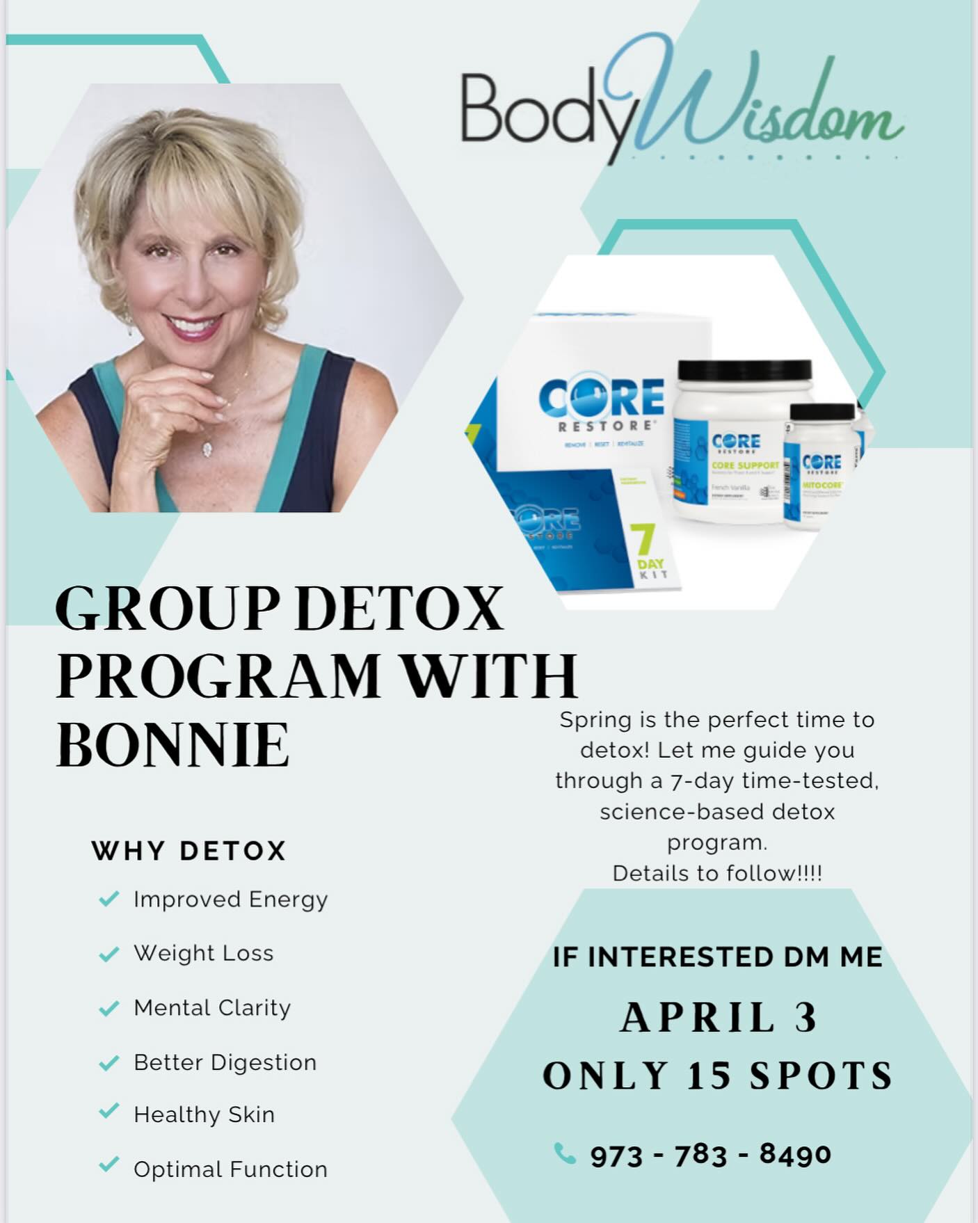 Ready for a reset? Let’s do it together with the ultimate detox. Save the date! April 3rd. DM me for more info and to reserve your spot. Only 15 spots available.