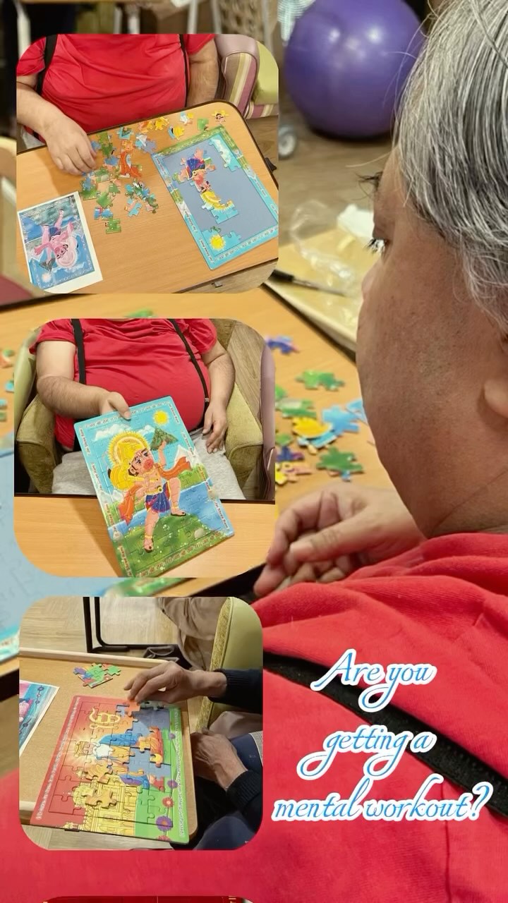 In Jan many of us think about our physical fitness but for the elderly their mental fitness is key. The figure of those diagnosed with dementia or Alzheimer’s particularly in BAME communities is rising rapidly.
There are various activities to reduce this but an easy thing you can do is get the grandparents to do the puzzles you already have either with their grandkids or on their own. Over Diwali we have some puzzles to Meera’s care home and the residents loved the activity. Puzzles and other mental stimulation can keep them active especially in these winter months when they may be going out less 💕 #dementiaawareness #puzzlesforelderly #baactivities #indiangrandparents #benefitsofpuzzles #indianfamilyactivity #bringingstoriestolife #108puzzles
