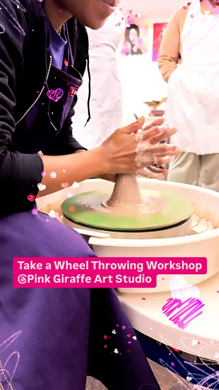 Hi There, when was the last time you tried something new? Take one of our Wheel Throwing Workshops! It’s a 2 hour crash course on wheel throwing and guaranteed to make you put your phone down, at least for a little while 😉. Come with friends or make new ones! Be present, have fun, feel good! #pinkgiraffeartstudio #southshorechicago #ceramics #pottery #thingstodochicago #beginnerceramics Get tix on Eventbrite, link in bio!
