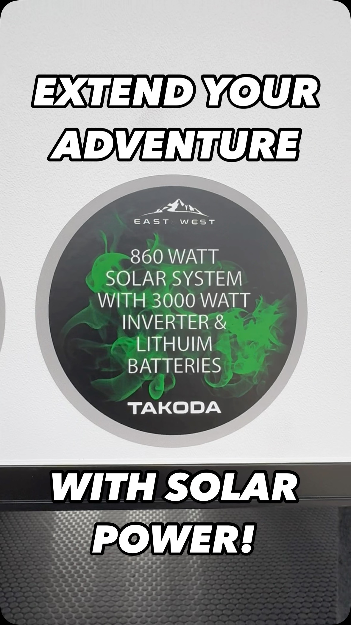The factory optioned solar package available on the Takoda is a great addition to this toy hauler because the entire coach is inverted meaning you can use all of your outlets in your coach and not have to compromise while extending your camping experience. Contact @easttowestrv for more details!