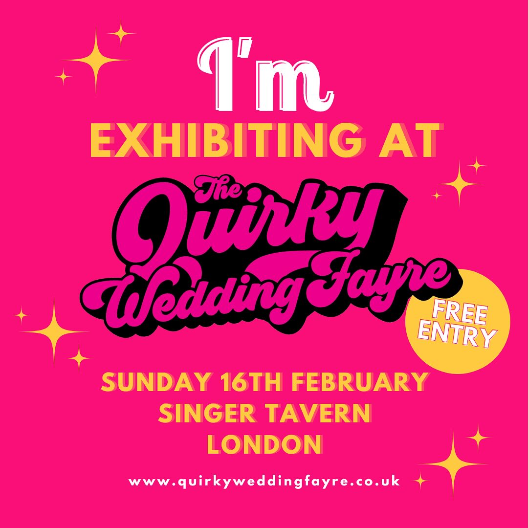 Planning your wedding? Come along to @quirky.weddings Fayre in London! You’ll meet fantastic suppliers (like me💁♀️) and get loads of fun ideas for your wedding day. See you there! #quirkywedding #weddingfair #alternativewedding