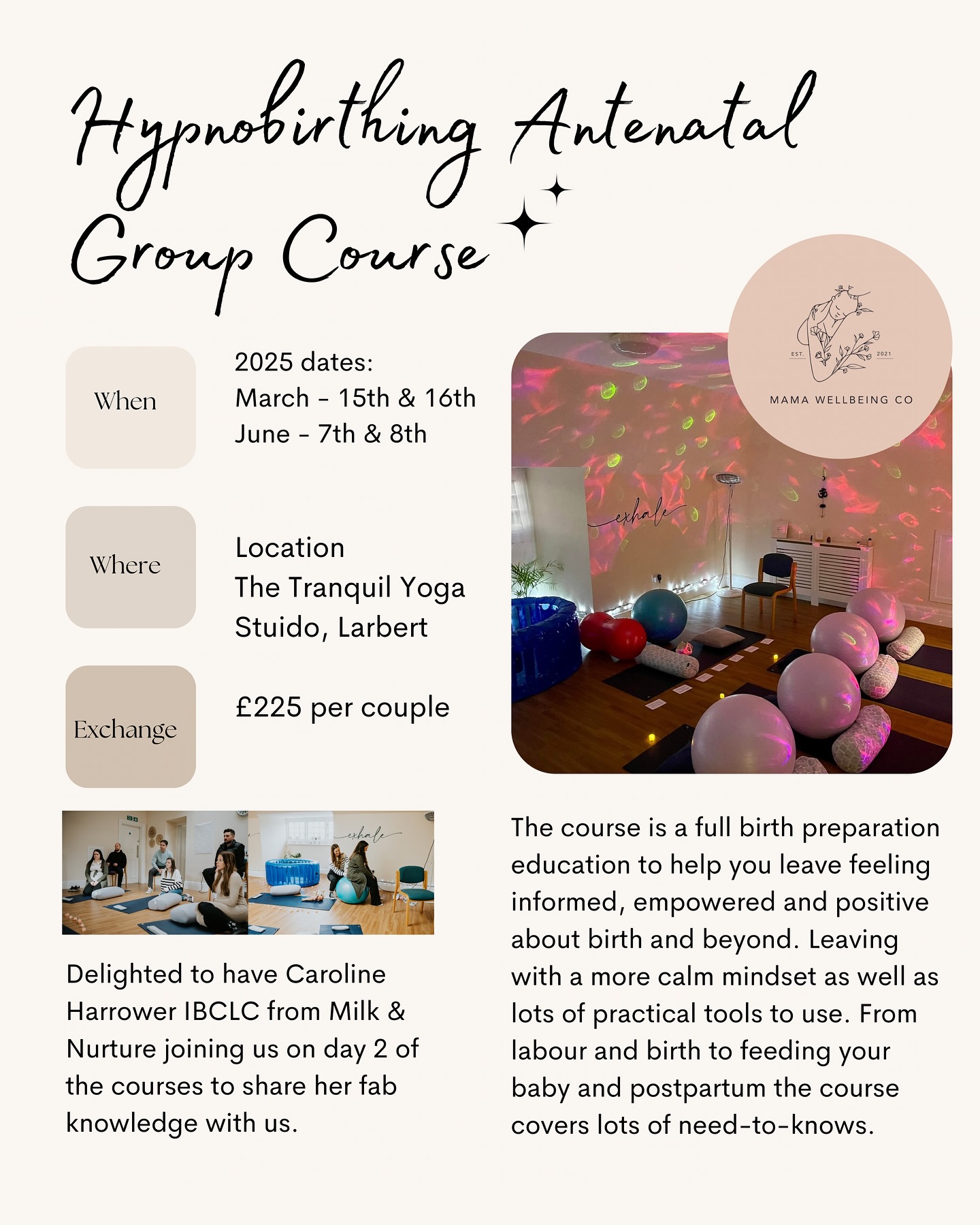 Excited to share my 2025 Hypnobirthing group course dates for this side of the year are:
March
Saturday 15th & Sunday 16th
1-6pm each day
(Hurry only 3 spaces left)
June
Saturday 7th & Sunday 8th
1-6pm each day
Not sure what to expect? Here’s what others have said about the course:
“The course made us feel more prepared than we could have expected…every part of the weekend, from start to finish, was invaluable and has made us both feel excited and calm for birth.”
“…I honestly couldn’t put a price on the positive impact this course has had on my husband and I in our knowledge and confidence for labour and birth.”
“…we enjoyed the calm and informal atmosphere of the course, being able to interact with other couples and sharing any thoughts, fears and feelings.”
Want to join a course where you leave feeling this way too? Message me “Hypnobirthing” and we can take it from there.
We also have a special guest coming along on day 2 of the courses, the lovely Caroline from @milkandnurture. Caroline is an IBCLC and well known locally for all the wonderful support she’s given families over the years. Caroline will be coming to help cover breastfeeding & all things feeding your baby.
Hope to welcome you to one of the upcoming courses soon,
Gilly x
#hypnobirthing #hypnobirthingscotland #hypnobirthingfalkirk #hypnobirthingstirling #hypnobirthingLarbert #falkirk #forthvalley #larbert #birthpreparation #antenatalcourse #birthprep #antenatalclass #pregnancy #pregnant #mumtobe #parentstobe #positivebirth #calmbirth #empoweredbirth
