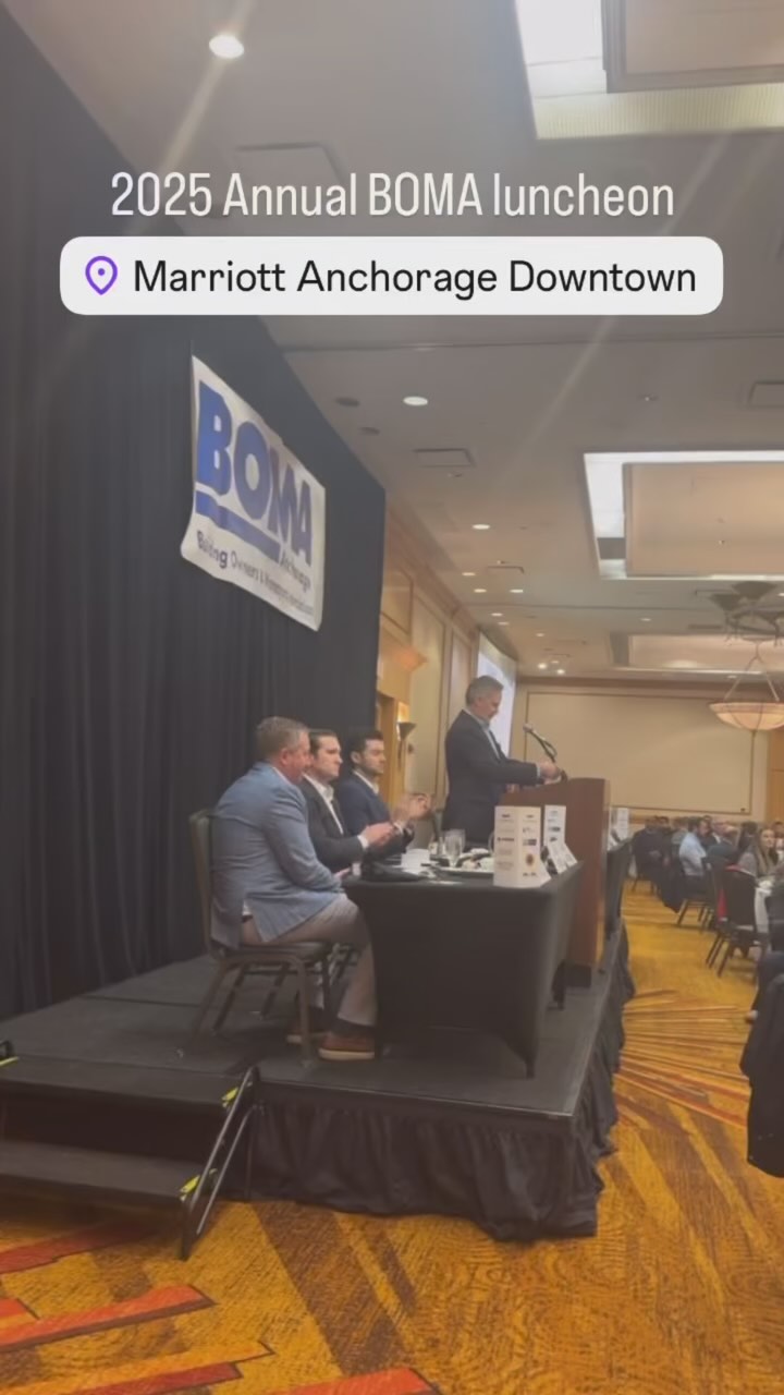 ✨ What an incredible day at the Annual BOMA Luncheon at the Marriott in Alaska! With over 500 attendees, we gained valuable insights into the real estate market and celebrated the success of our industry. Big thanks to all of our speakers we appreciate their time, energy and expertise. 🏆 A huge congratulations to this year’s BOMA Company of the Year – @jancocleaning 🎉 and Member of the year @aromerdahl 🥳We would have not been able do this event without the help all of our sponsons we are so thankful for them see below for all of our Gold sponsors 🙌🙌Here’s to continued growth and collaboration in 2025! #bomaanchorage #RealEstateExcellence #AnnualLuncheon
Gold Sponsors were: Alaska Railroad, Aleut Real Estate/Tayal Brokerage, Anchorage Community Development Authority (ACDA), Bettisworth North Architects, Janco Commercial Cleaning, Northrim Bank, Otis Elevator, Parker Smith & Feek, Q-1 Services, Roger Hickel Contracting, Superior, Wells Fargo. Silver Sponsors included Capital Office, Kinsey Consulting, LONG Building Technologies, Peach Holdings, and Sheet Metal, Inc. Bronze Sponsors were Carr & Family Properties and First National Bank Alaska.