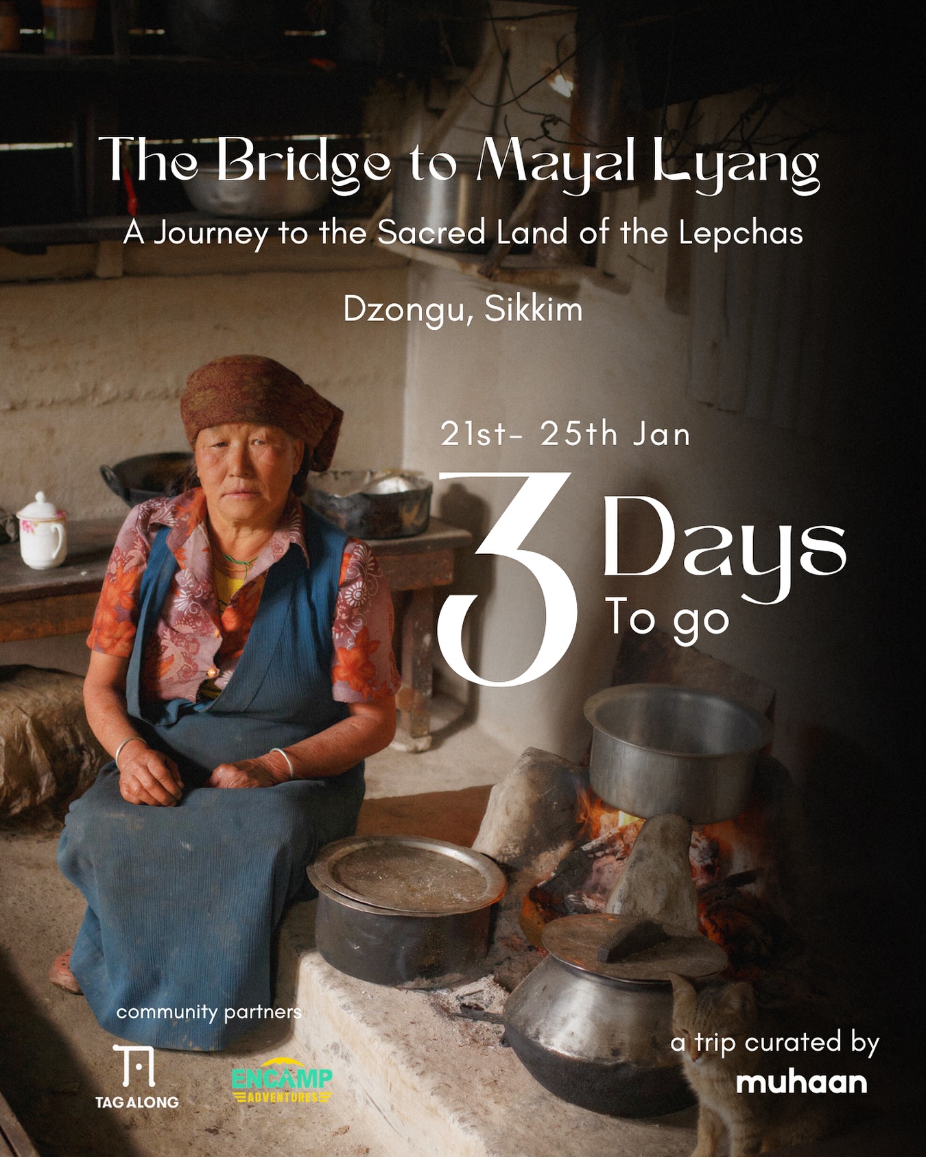 3 days to go! The countdown to Mayal Lyang begins as we gear up for an unforgettable journey into the sacred land of Dzongu.
Picture yourself amidst the serene beauty of North Sikkim, discovering the vibrant culture of the Lepcha community, tasting local delicacies, and walking village trails that tell centuries-old stories.
This is more than just a trip—it’s a bridge to a world where tradition meets tranquility.
If you haven’t yet than register now through the link in bio!
#DzonguTrails #VillageWalks #CulturalImmersion #LepchaHeritage #HiddenHimalayas #RuralLifestyle #SustainableTravel #SpiritualJourney #DiscoverSikkim