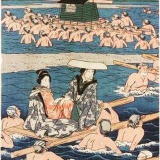 Between Shimada-juku and Hizaka-juku, the setting for this story, there is a large, fast-flowing river called the Oigawa River. During the Edo period, the shogunate completely banned the building of bridges and ferries, so people had to cross the river by foot. This made the Oigawa River a major obstacle for travelers, and when the river flooded people could be stuck for days, which led to the saying, "You can cross the eight ri of Hakone on horseback, but the Oigawa River is impossible to cross."
#greentea #makinohara #shimada #mtfuji #surugabay #shizuoka #teaparty #teaceremony #teaplantation #tokaido #chaji#tokaido #toukaiteiou