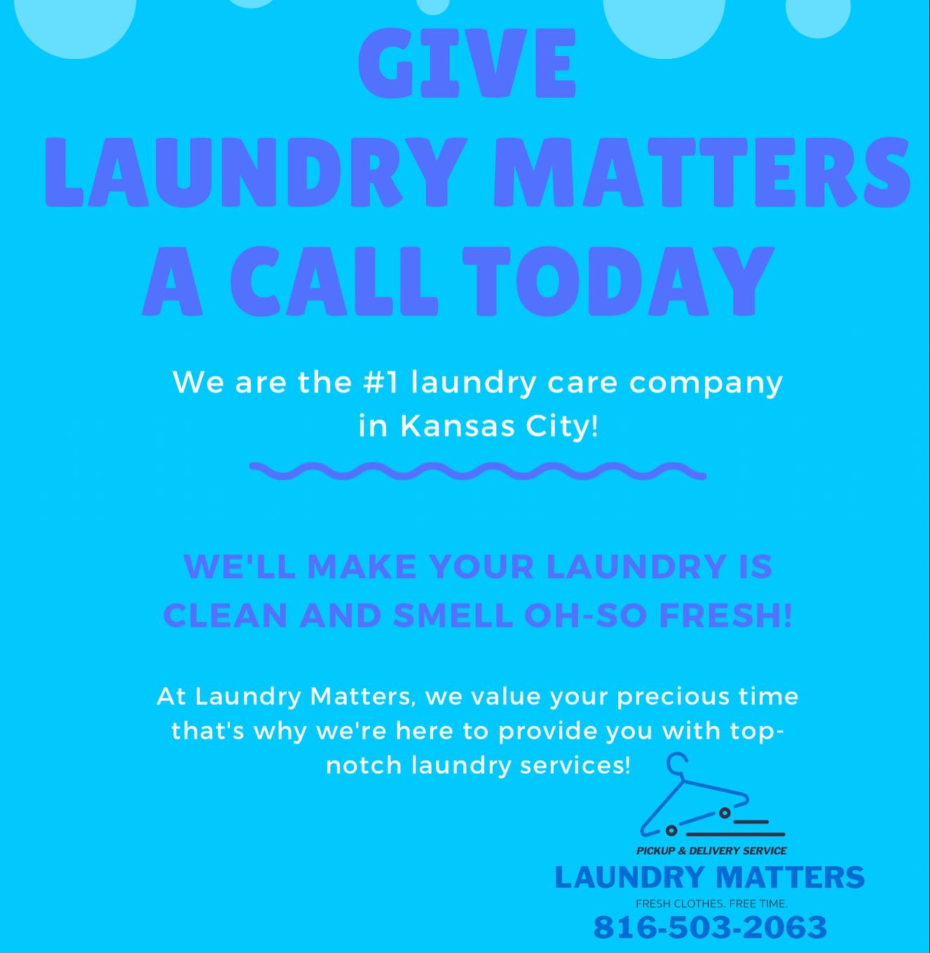 You no longer have to do your laundry!
Laundry Matters has a by-the-bag-subscription-based laundry service!!
By-the-bag subscription plans as low as $89.99 a month!
It is the same great service and process as our weekly and bi-weekly offers, it just includes customized orders!
It includes pick up, wash, dry, fold, hang and deliver!
We have weekly and bi-weekly members with no commitment for as low as $45!
Contact us today for more information an you schedule your pick up!
816-503-2063
#laundry #laundryroom #laundryservice #pickup #delivery #wash #dry #fold #freshclothes #freetime #kcmo #kansascity #kansas #missouri #leessummit #bluesprings #lenexa #overlandpark #monthlysubscription #weekly #biweekly