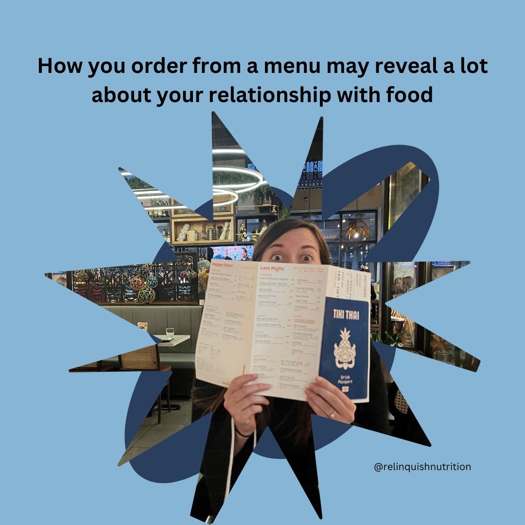 Letās play a little game: one of these is not like the others:
-You take forever to decide what to get because nothing seems ārightā or āsafe.ā
-You change your order because the person youāre with got something lower calorie.
-You avoid the restaurant altogether because you canāt know exactly how the food was made.
-You deconstruct the dish to make it feel safer.
-You skip the entrée and order a strange mix of à la carte items that feel 'safe.'
-You donāt order what you actually want.
-You order what sounds yummy, knowing it will nourish and satisfy you.
Spoiler: the last one is the intuitive choice. The rest? Theyāre signs that your relationship with food might need a little support.
Working with an Intuitive Eating dietitian can help you feel more at ease around menus, meals, and decisions.
