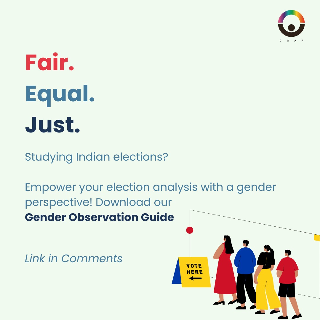🚨 Studying Indian Elections? 🚨
Elevate your election analysis with a gender-focused perspective and drive meaningful change! 💡
For journalists, researchers, and public policy professionals: 🌍📊 CGAP's comprehensive 'Gender Observation Guide for Indian Elections 2024' is here to help you promote inclusive democracies. 🗳️✨
📥 Download it today and lead the conversation on gender equality in politics. 🌟
#Leadership #GenderLens #IndianElections2024 #InclusiveDemocracy
