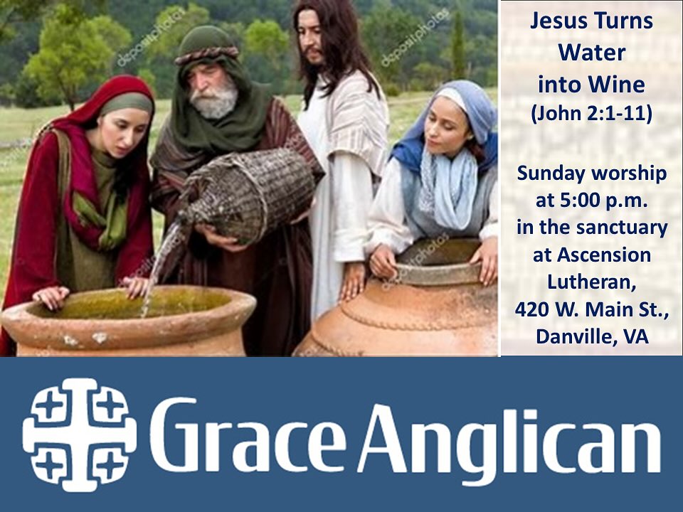 Join us this afternoon at 5:00 p.m., when we’ll be looking at Jesus’ first miracle of turning water into wine! Our services are in the sanctuary at Ascension Lutheran Church, and we’d love to worship with you! @adchristourhope