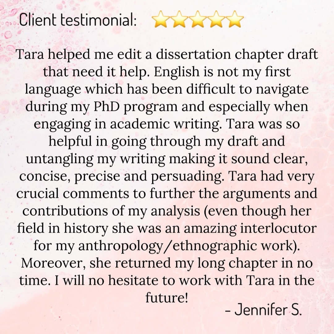 Don’t let writer’s block, tricky grammar rules, or daunting application instructions keep you from producing your best work. 🤔😩🤨
I help clients on a variety of writing projects at all stages of the writing process, from brainstorming scholarship application essays to finalizing polished drafts of dissertation chapters. 🏆🎓📚
To learn more about my services, DM me or check out my website (link in bio). 😊
.
.
.
.
.
.
.
.
.
.
.
.
.
.
.
.
.
.
.
.
#phdwriting #phdhumor #phdfunding #phd #phdwomen #writing #writersofinstagram #writersblock #scholarship #dissertation #gradstudentstruggles #gradschoolmotivation #gradschool #phdlife #phdstudent #phdjourney #research #ethnography #history #anthropology #essay #essaywriting #writinghelp #editor #writingtutor #fulbright #researcher #dissertationlife #thesis #womeninacademia