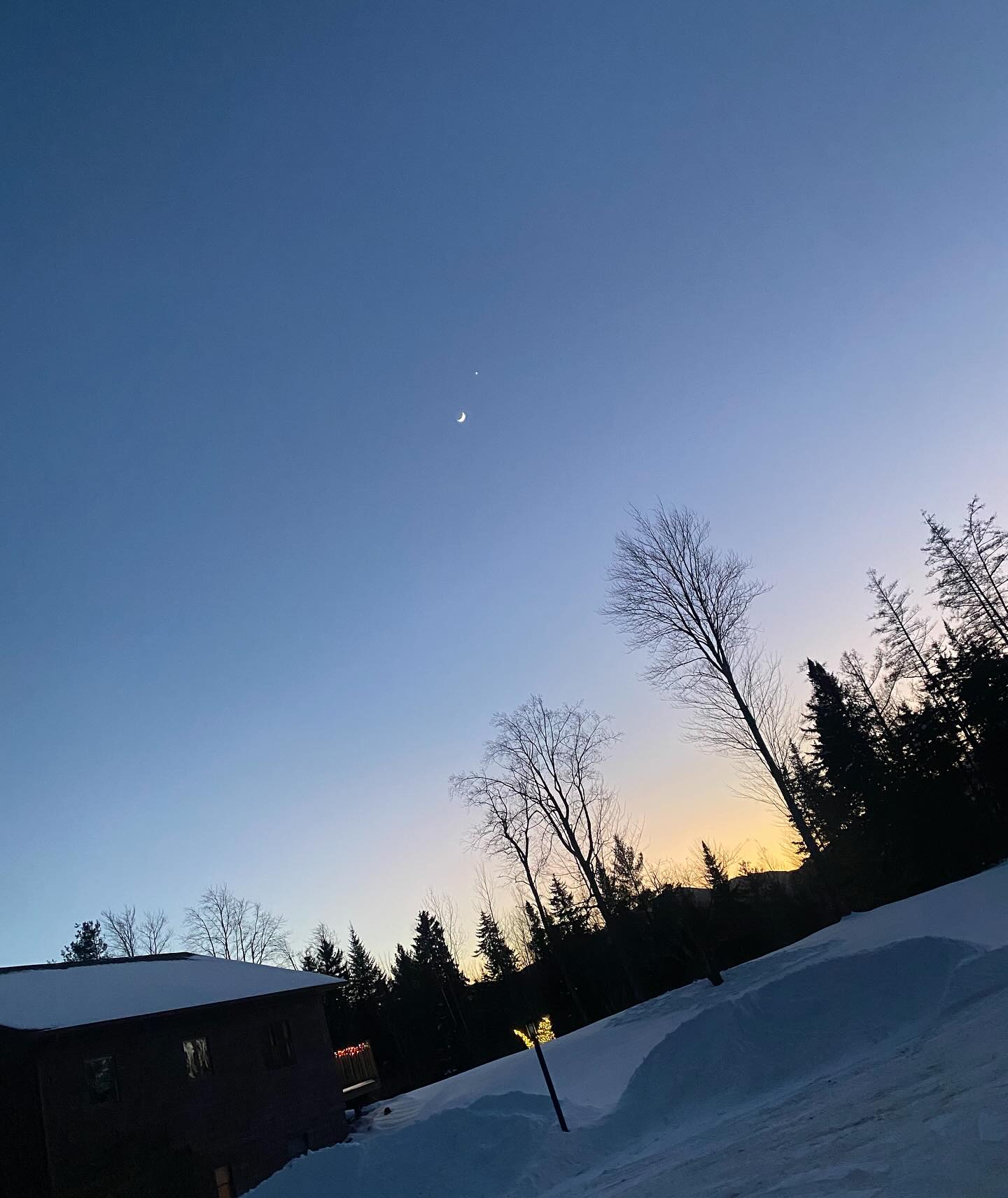 The moon and Venus tonight looked like a semicolon in the sky. A reminder, a sign to stay; your story is not over. #youareloved #youmatter #suicideprevention #988