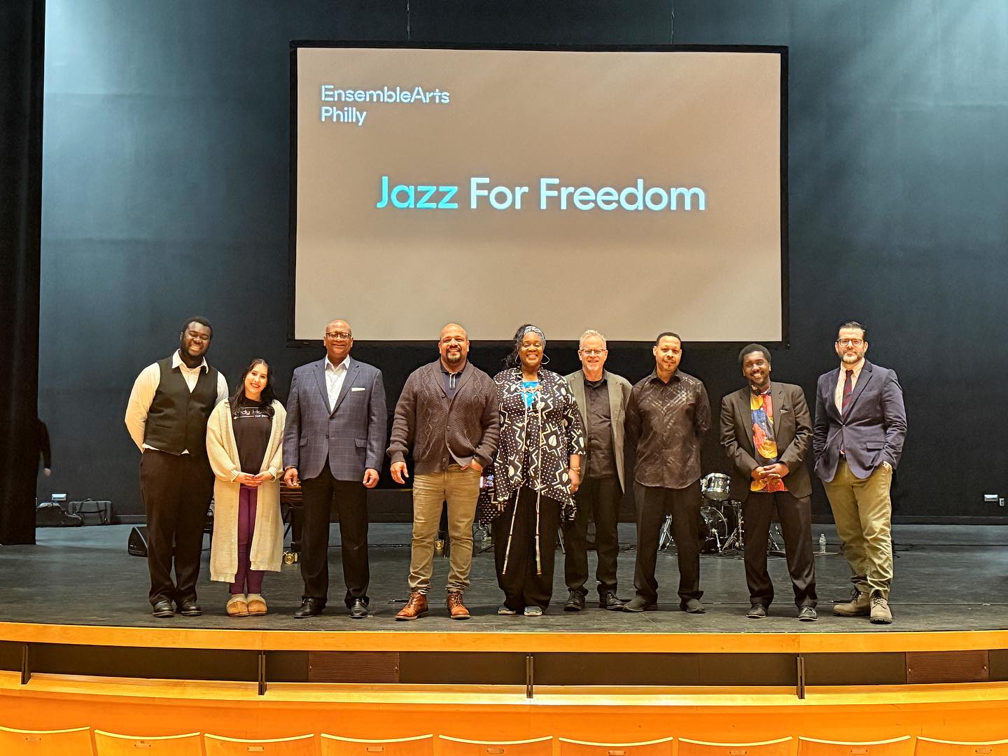 Jazz For Freedom opening week at @ensembleartsphilly w/ @lukecarlosoreilly @joshleeandthefamily @stevebeskrone @byronlandham @warren.cooper.voice @nikkipowerhouse @theladyhoofers this program offers free student matinees to @philly_schools exploring black history and social justice though “Jazz”