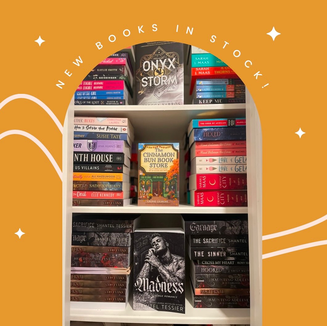 It’s restock/inventory week! We’re getting new titles in and are so happy to share them in our upcoming events #booksbooksbooks #bookstagram #booklover #romancebooks