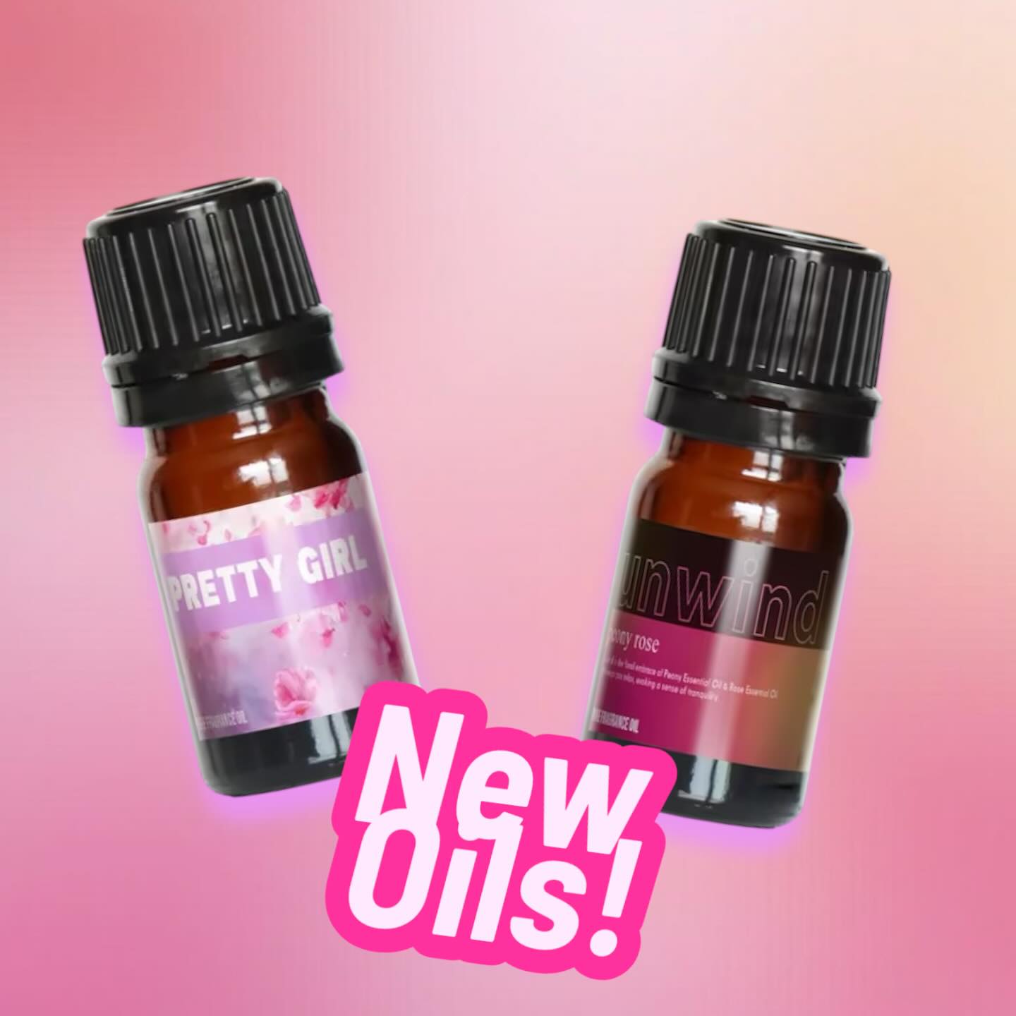 ✨ Embrace your essence with our new fragrance oils! 🌸 Dive into the playful charm of ‘Pretty Girl’ and find your serenity with ‘Unwind: Peony Rose.’ Perfect for every mood and moment!